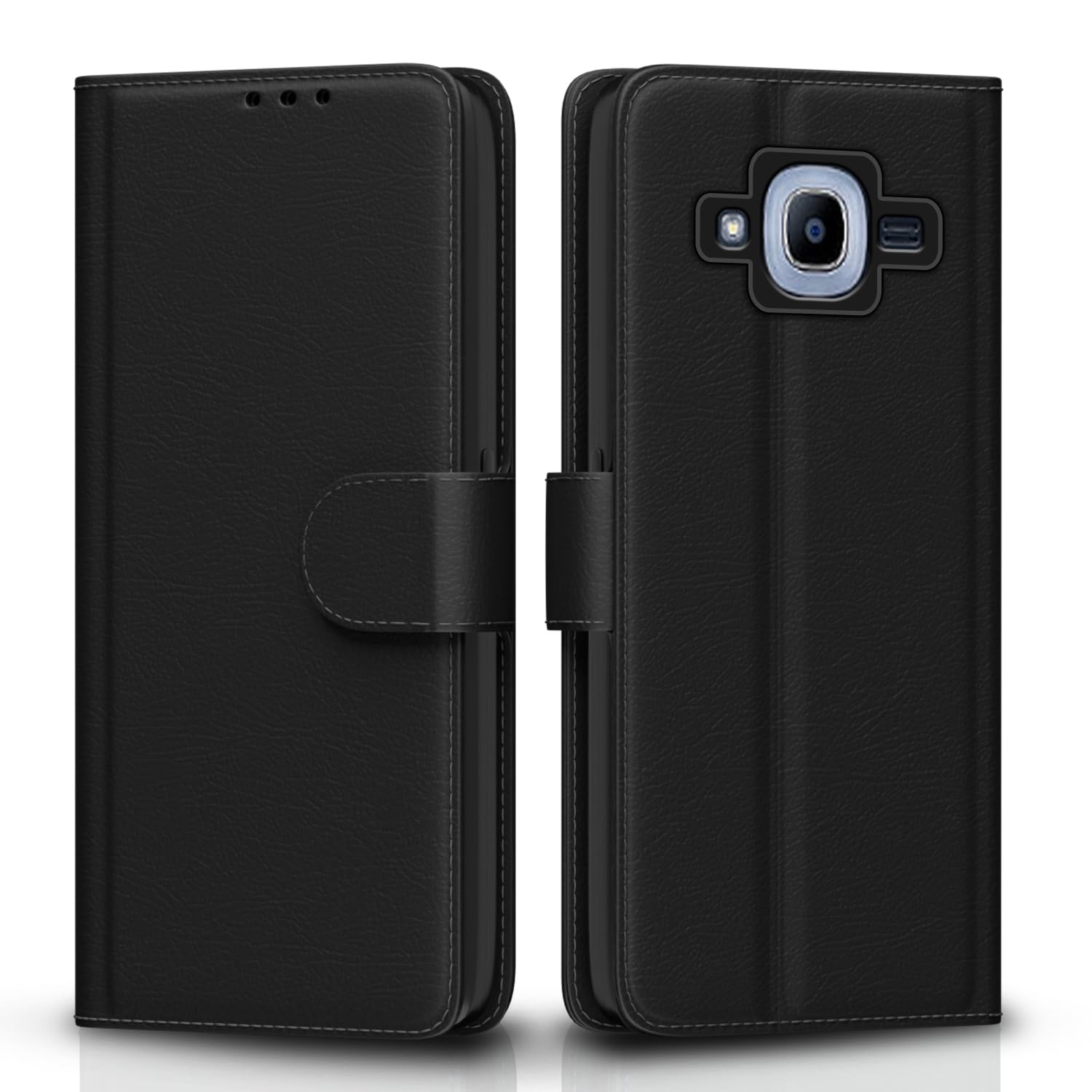 Samsung J2 2016 mobile flip cover in black by Pikkme