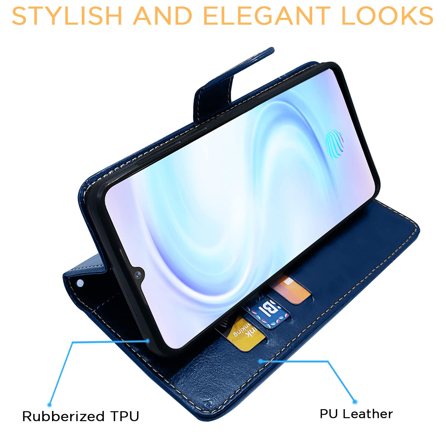 Pikkme blue & brown Magnetic flip cover for Vivo S1 – photo 5