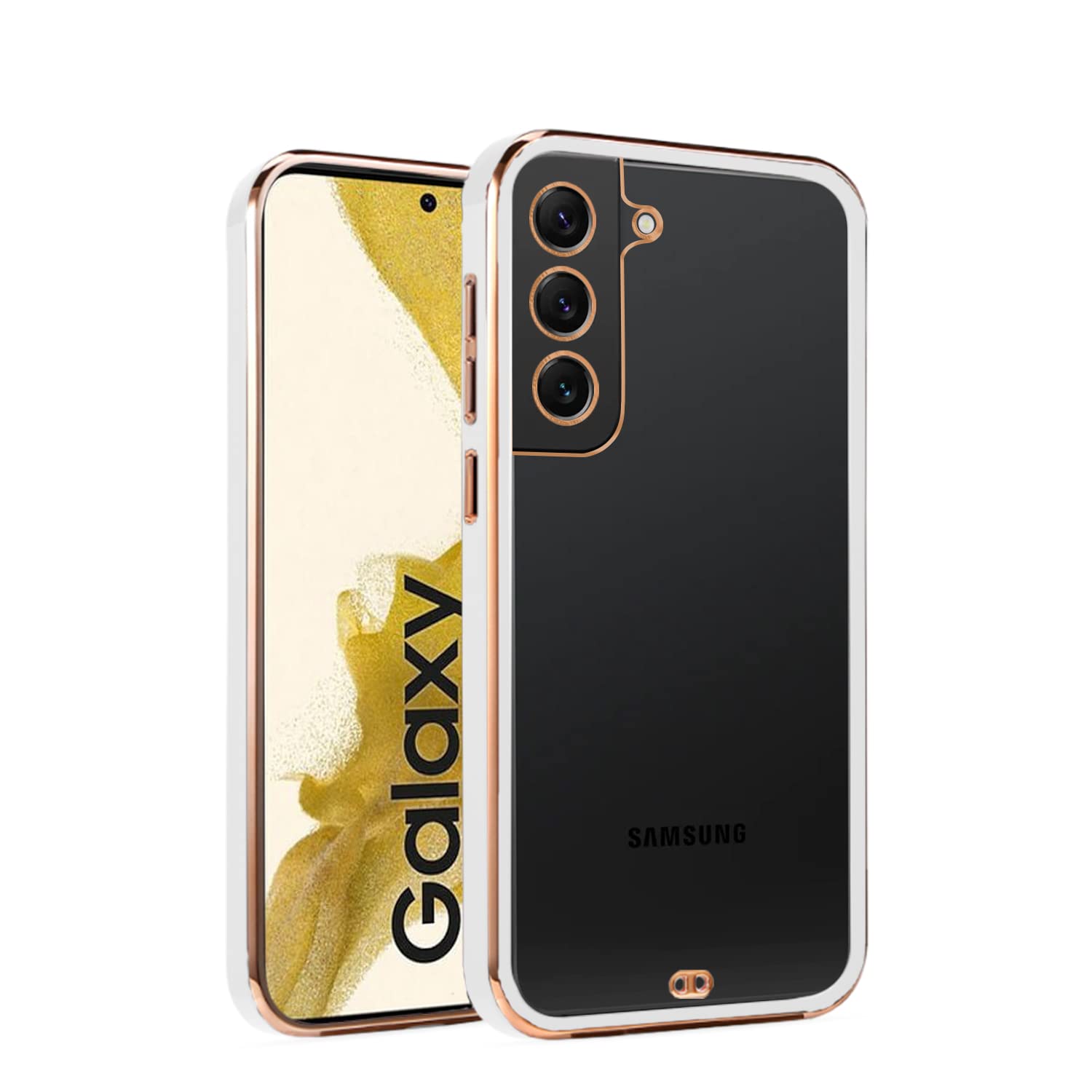 Pikkme white Chrome mobile back cover for Samsung S22