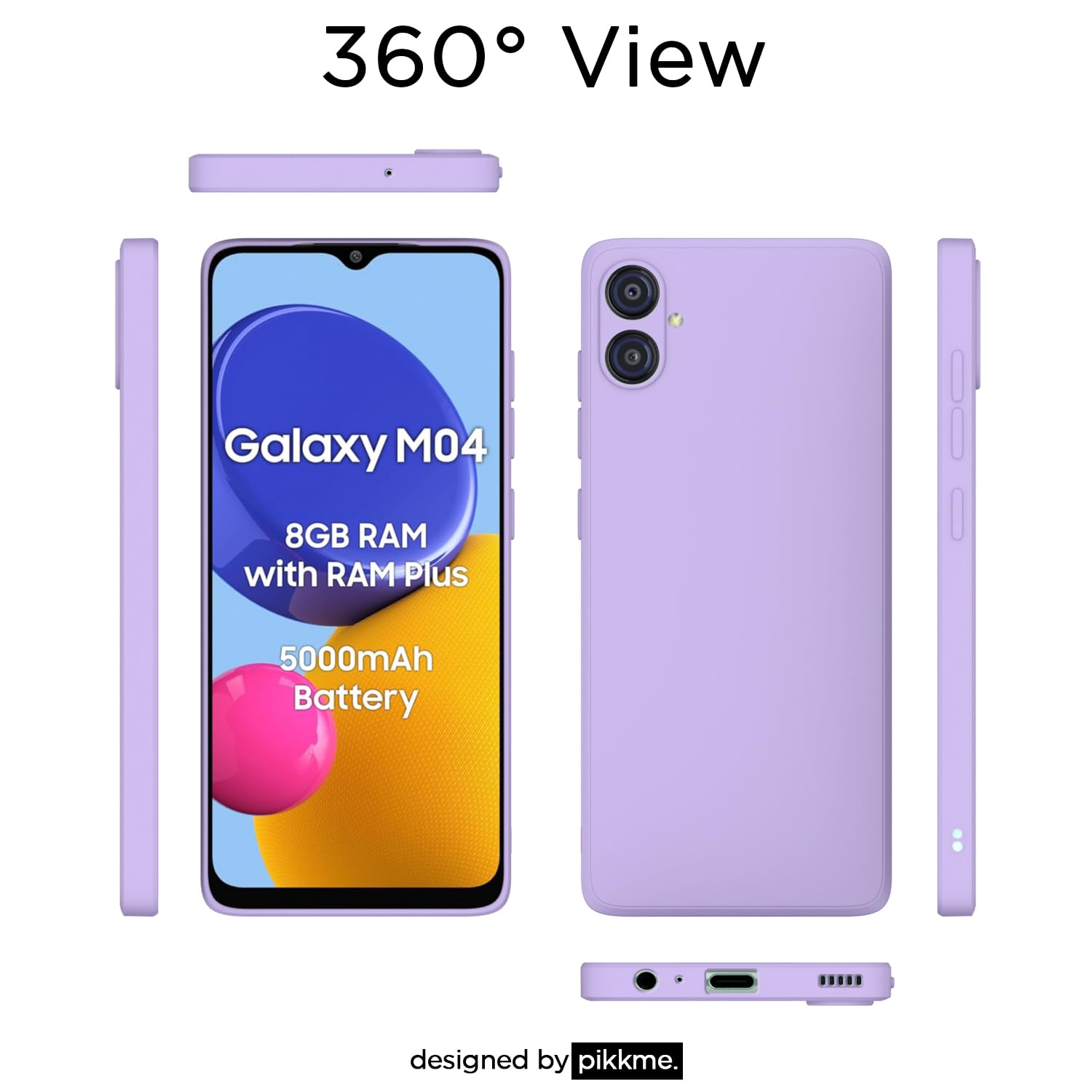 Samsung M04/F04/A04e Liquid Silicone back cover in purple by Pikkme – photo 2