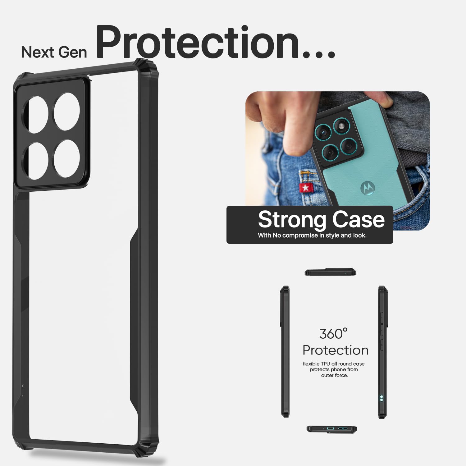 Moto Moto Edge 60/Edge 60 Fusion 5G Hybrid mobile back cover in black by Pikkme – photo 7