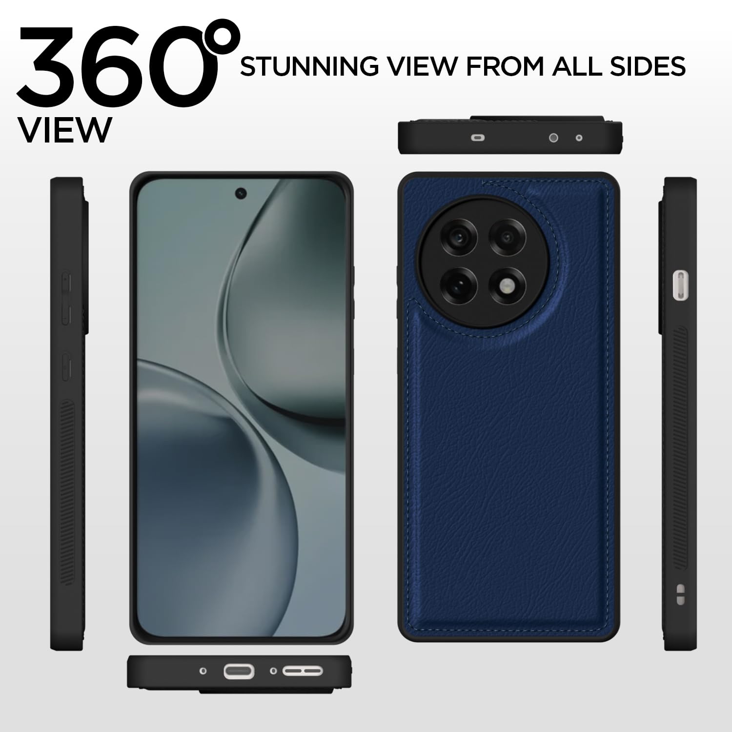Pikkme OnePlus 13R 5G Leatherback Back Case (Blue)