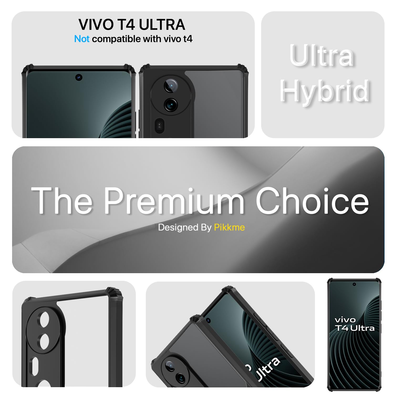 Pikkme black mobile back cover for Vivo T4 Ultra 5G Ultra – photo 2