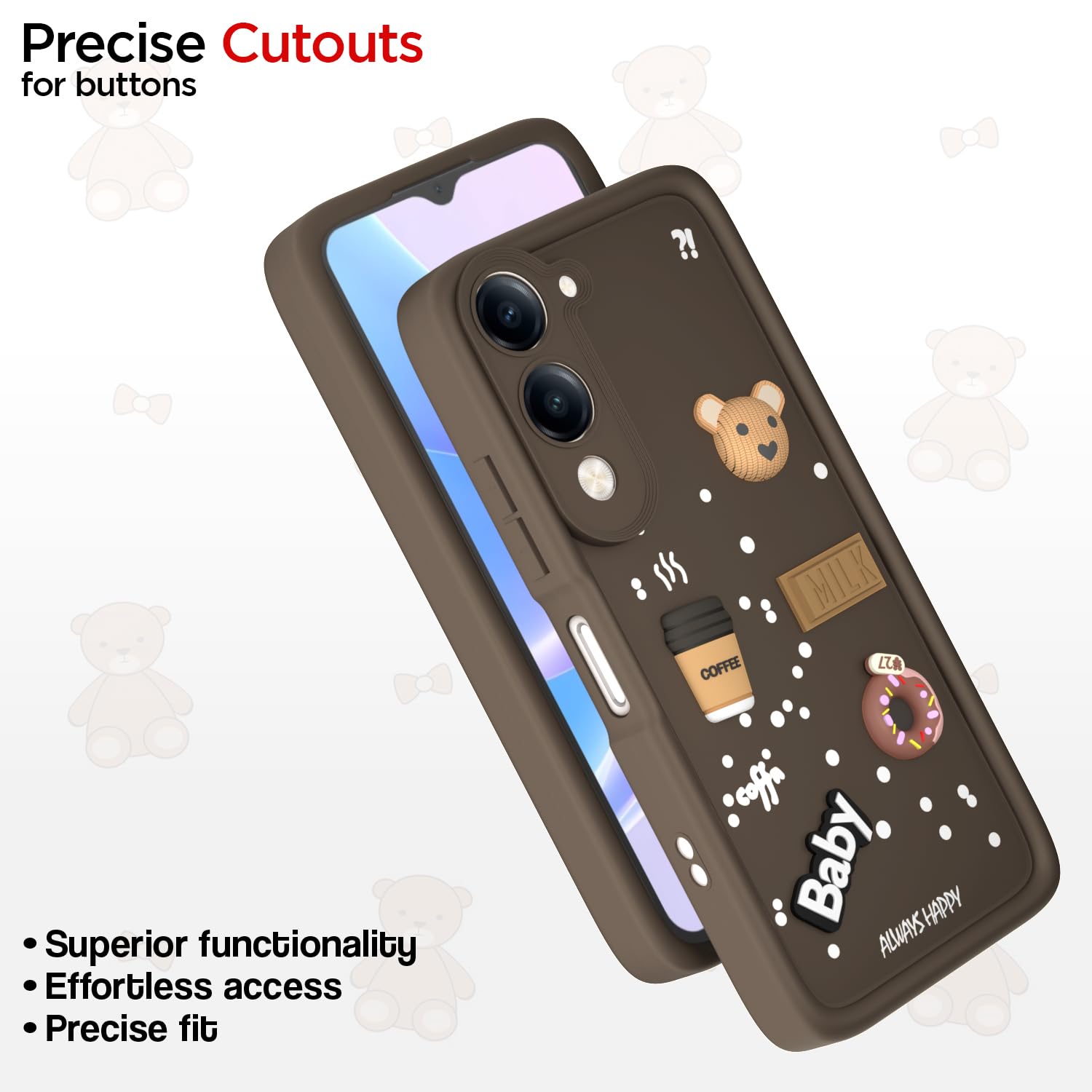 Brown mobile cover for iQOO Z10 Lite 5G/Vivo T4 Lite 5G/Y19 5G/Y19e/Y04 4G/Y29s 5G/3D – Pikkme – photo 6