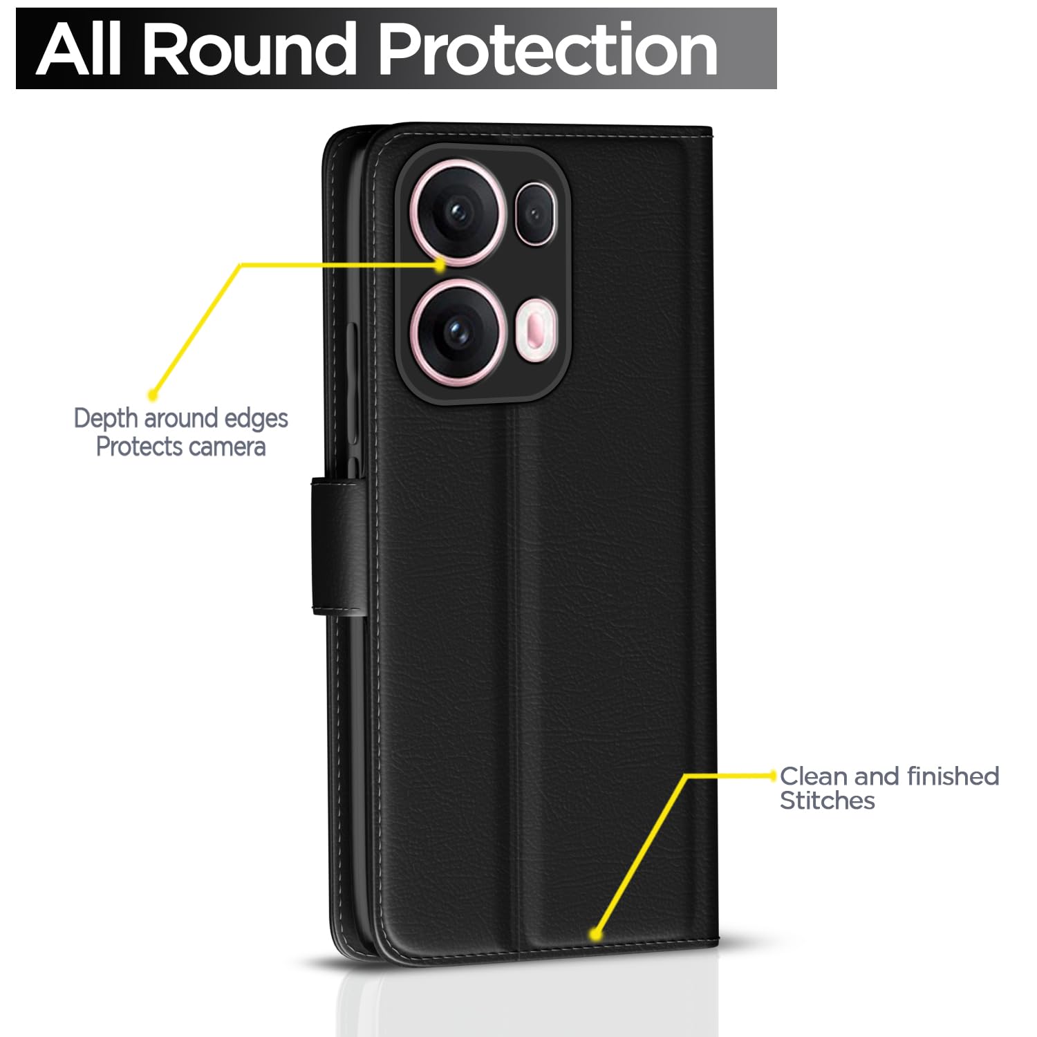 Pikkme black wallet flip cover for Oppo Reno 13 Pro 5G – photo 4