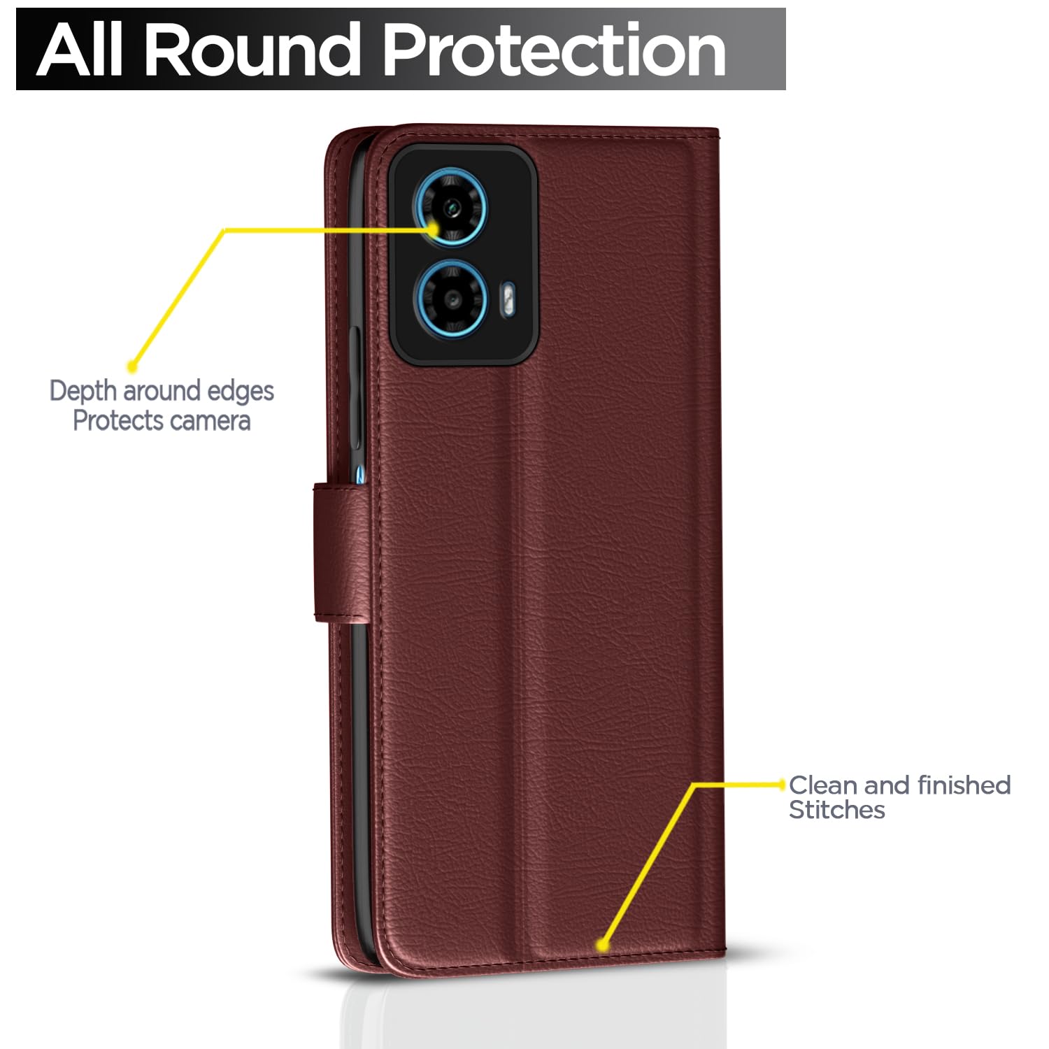 Pikkme Moto G34 / G45 5G Vintage Flip Cover (Brown)