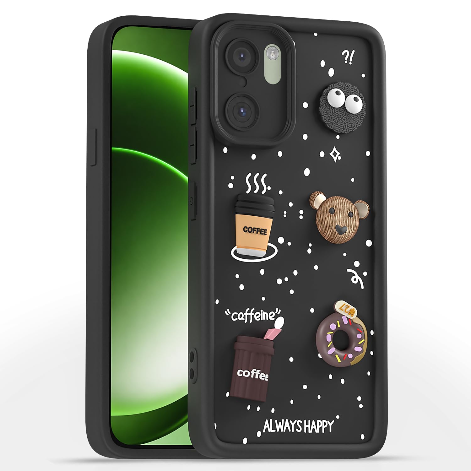 Pikkme black phone cover for OnePlus 15R 5G/3D