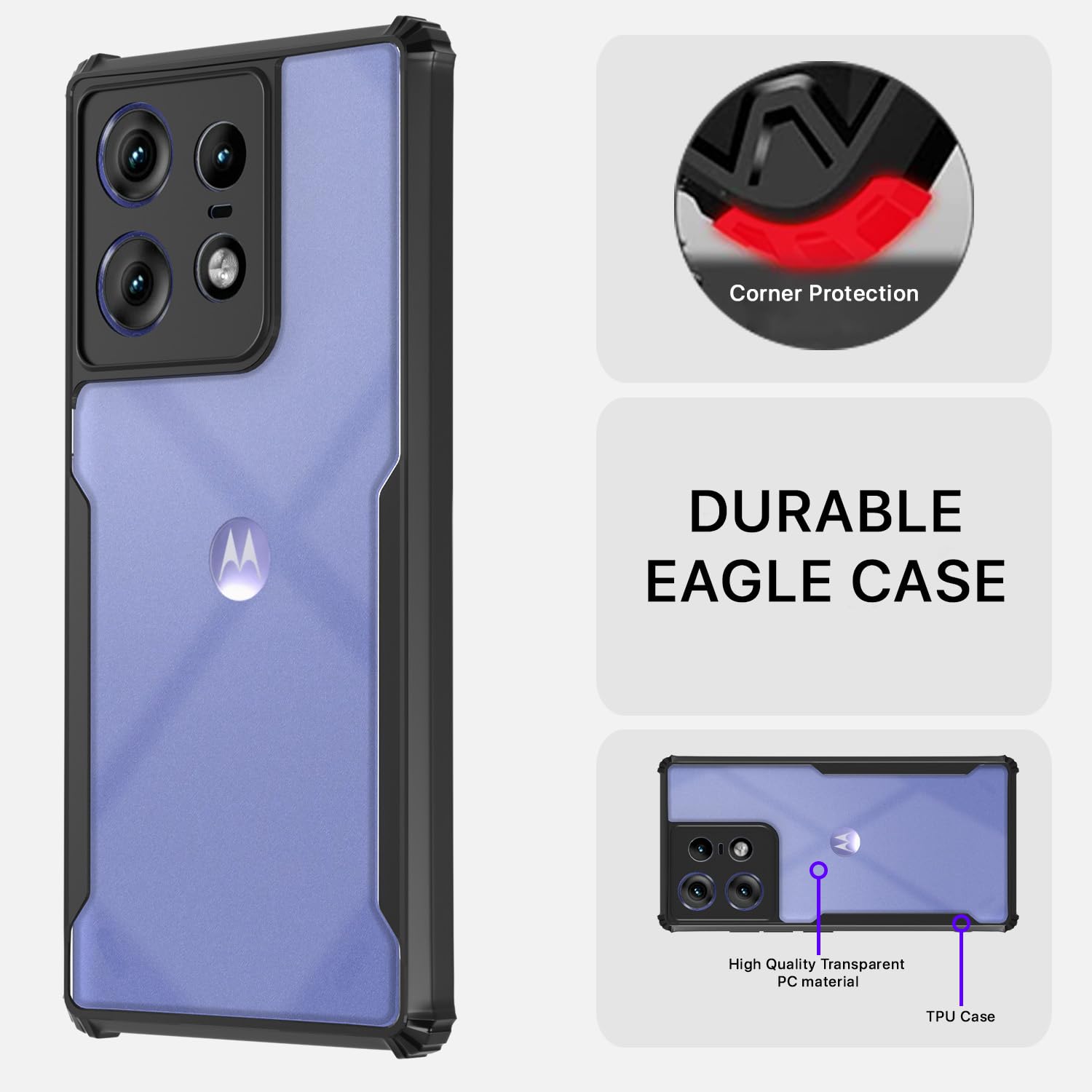 Pikkme Moto Edge 50 Pro 5G Eagle Back Cover (Black)