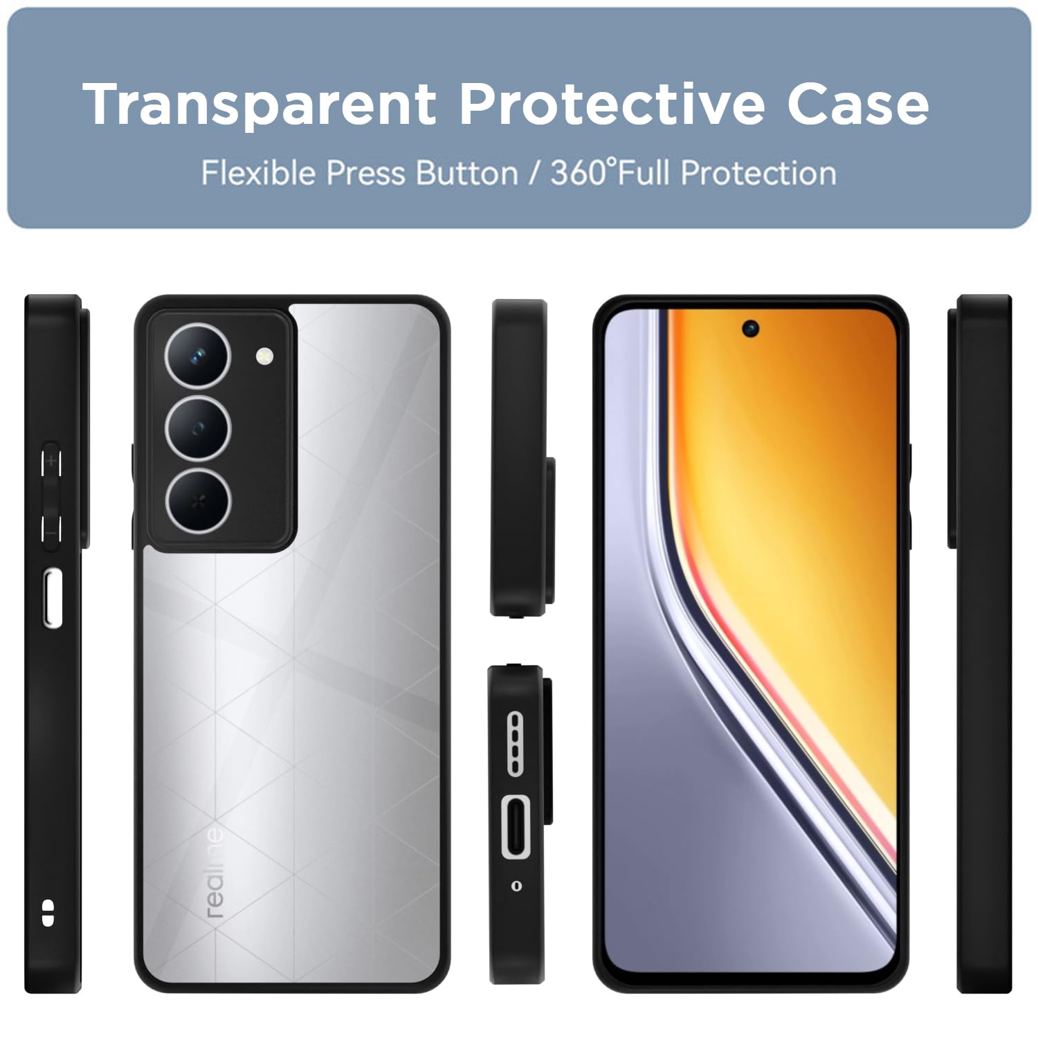 Pikkme Realme P3x 5G Eagle 2 Shockproof Sleek Hybrid Armor Back cover (Black)