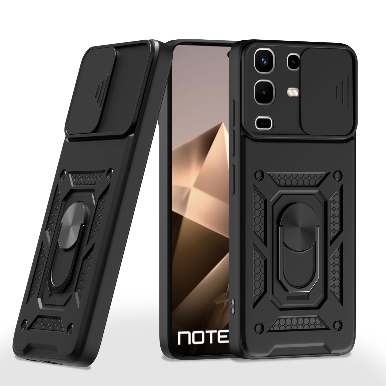 Infinix Note 50x 5G/360 D10 Camera Shield mobile back cover in black by Pikkme