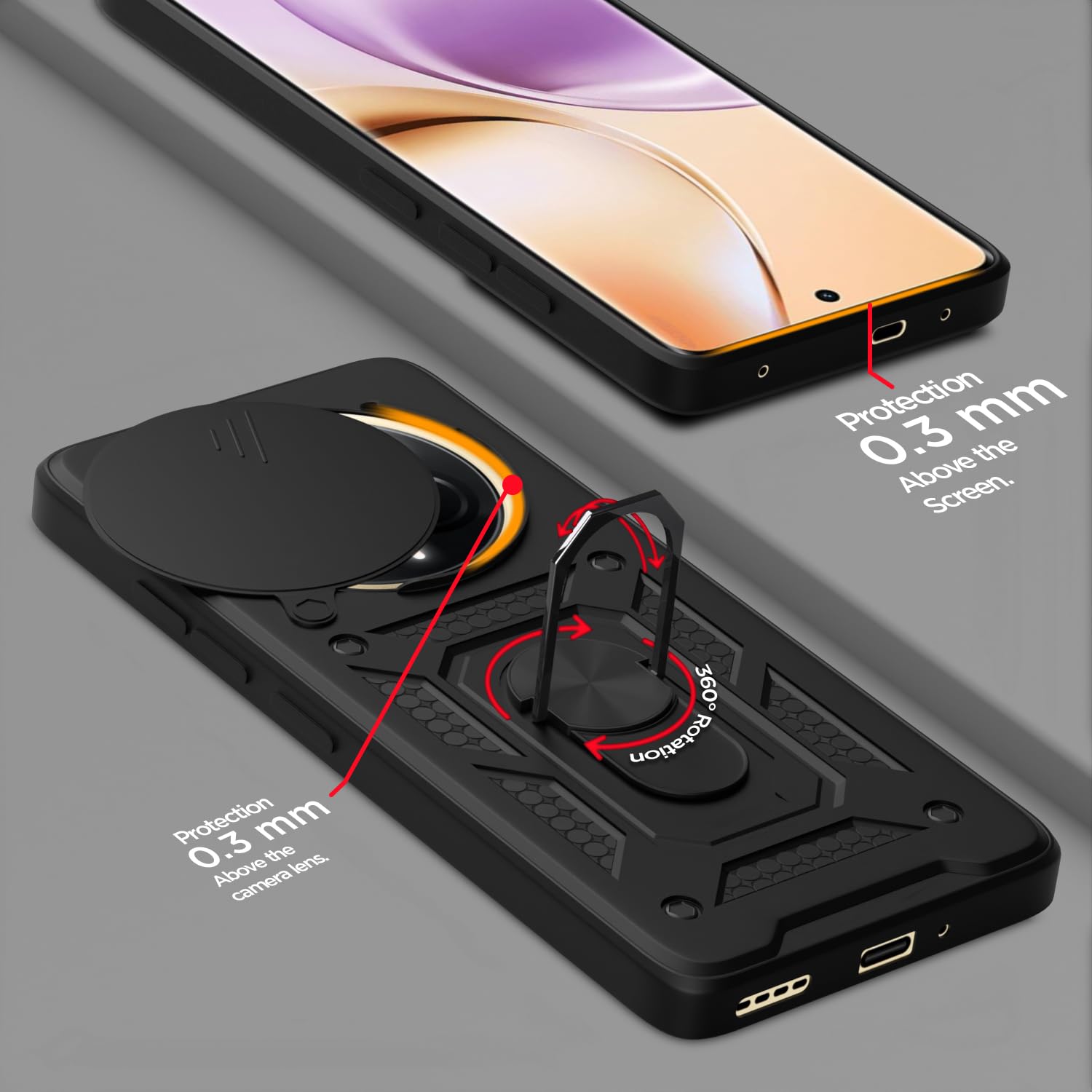 Pikkme Realme P3 Pro 5G / Realme 14 Pro Plus 5G D10 Tough Armor Back cover (Black)