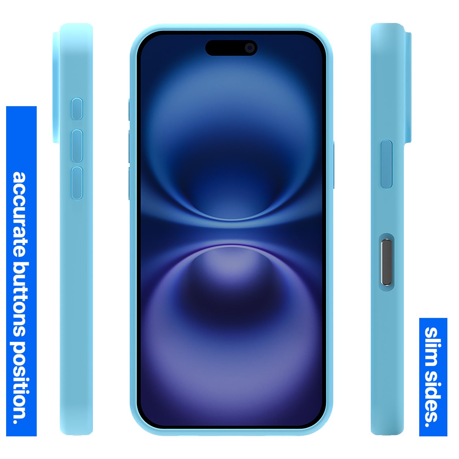 Pikkme iPhone 16 Pro Max Super Soft Silicone Back Cover (Sea Blue)