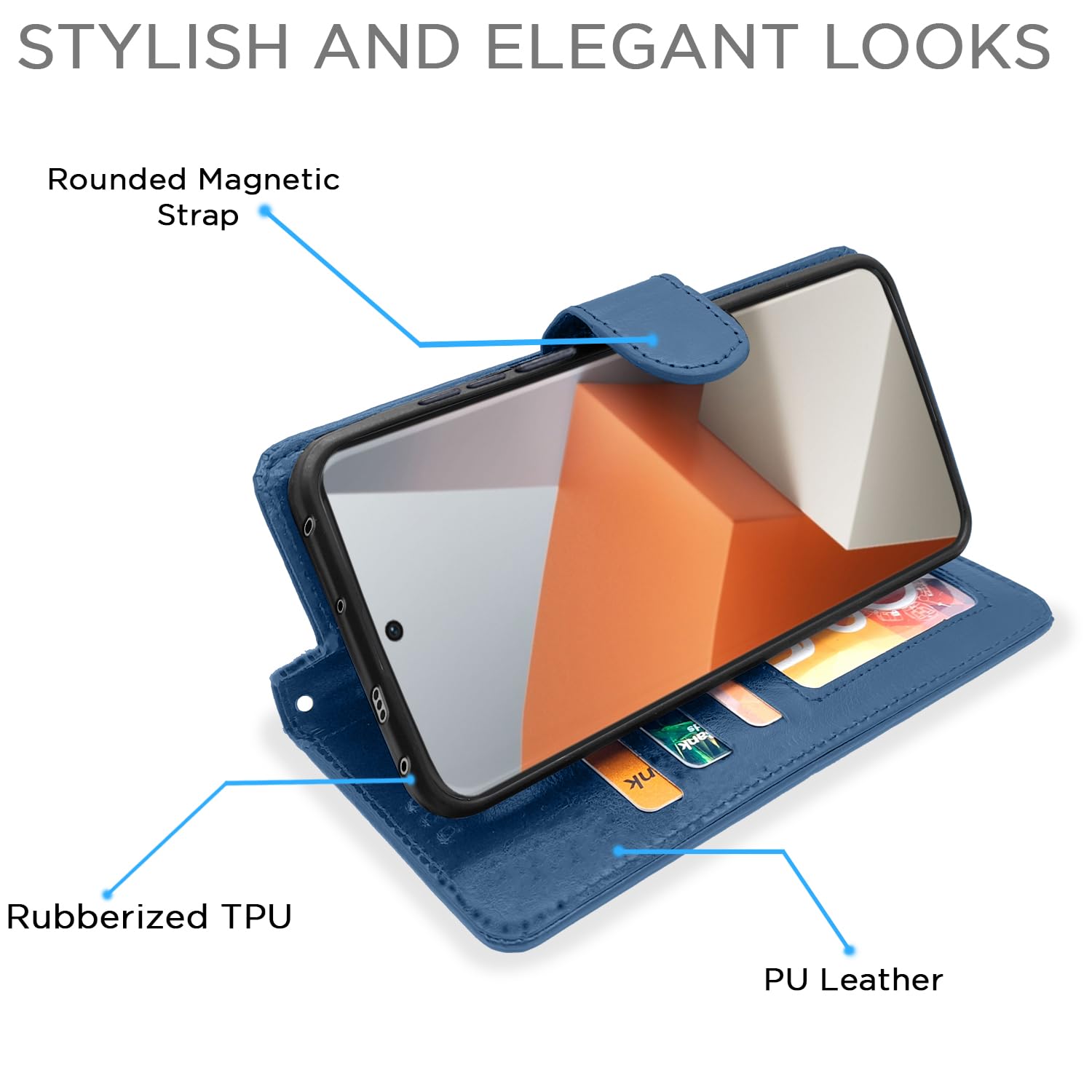 Pikkme Redmi Note 13 Pro Plus 5G Vintage Flip Cover (Blue)