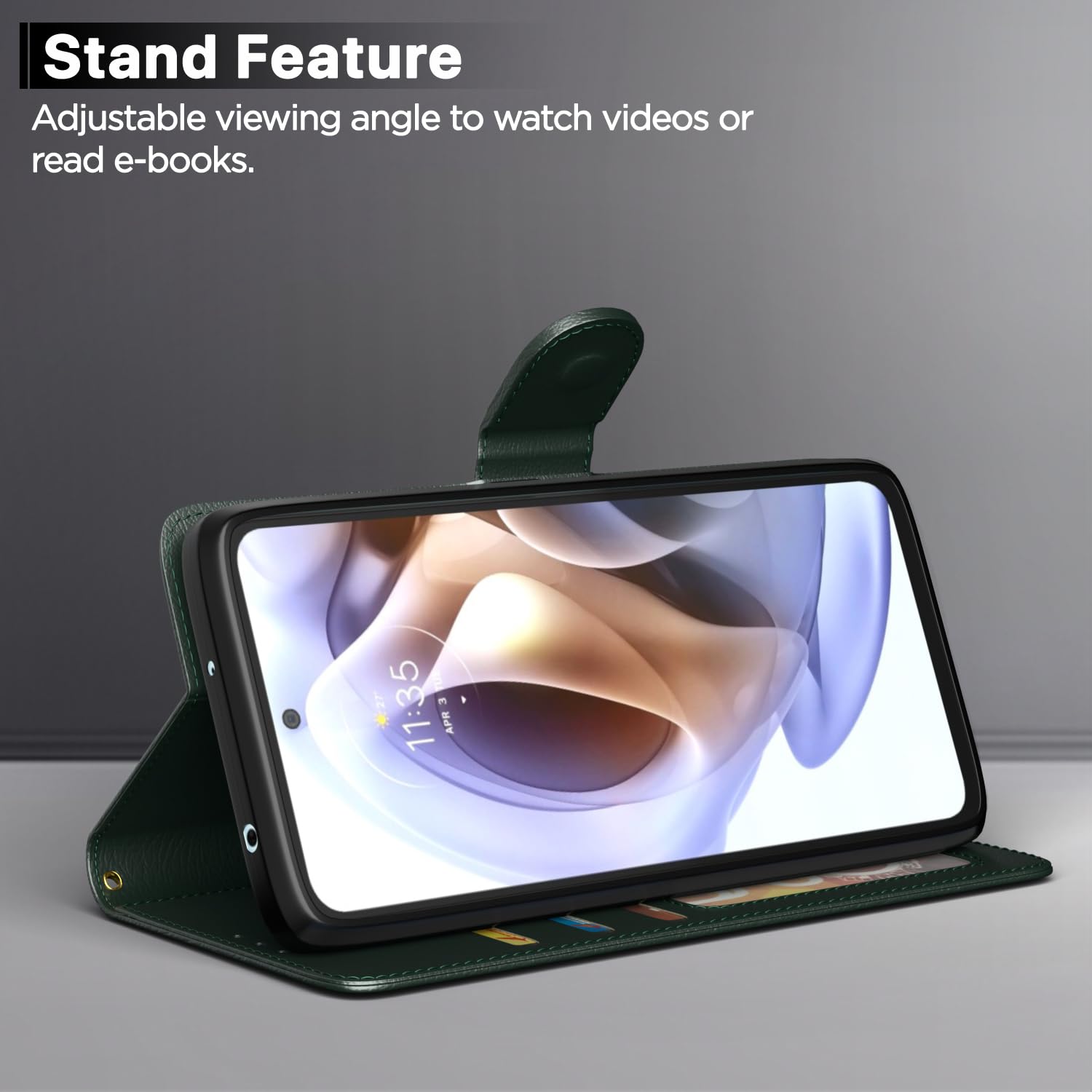 Moto G31 flip cover in green by Pikkme – photo 3