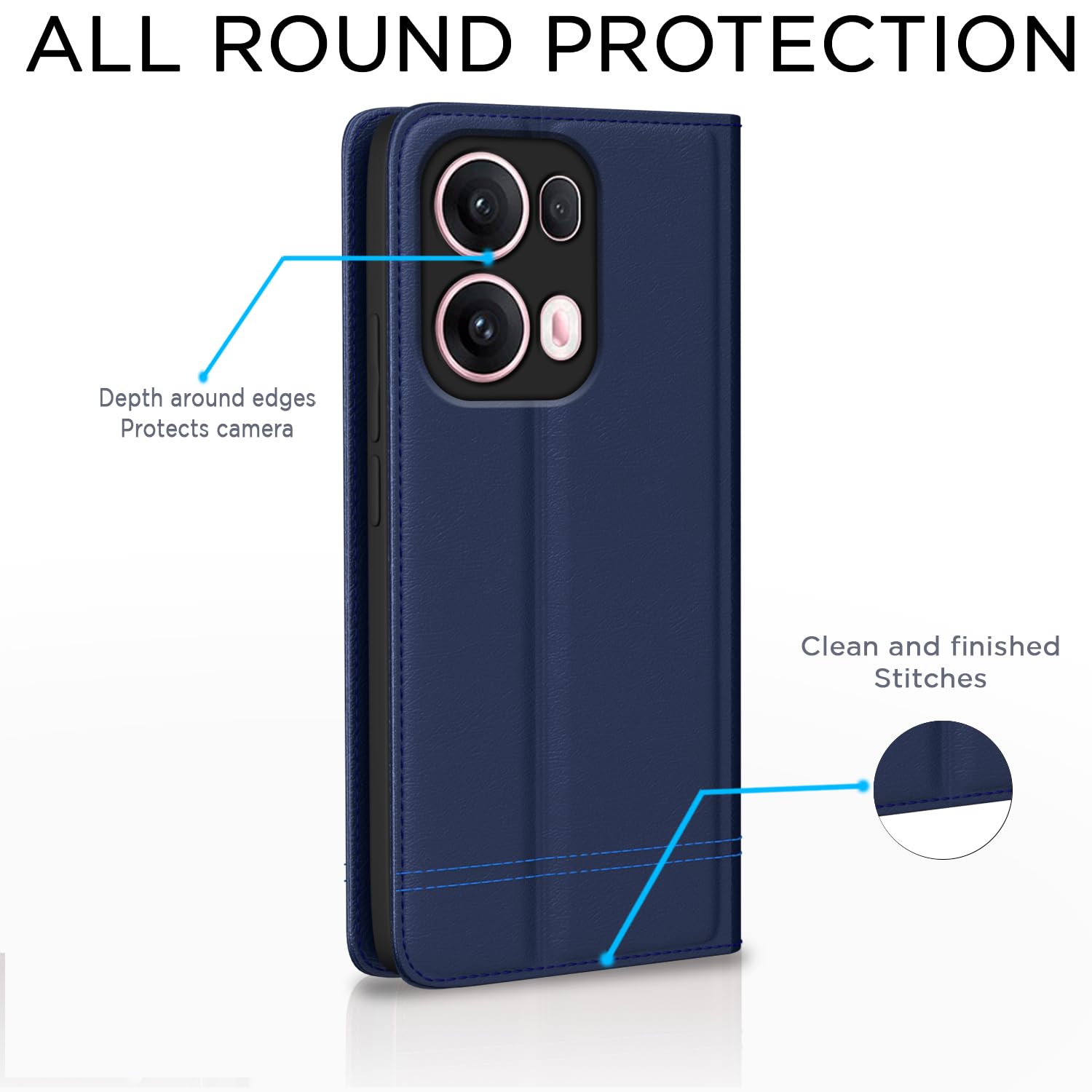 Blue Magnetic wallet flip cover for Oppo Reno 13 Pro 5G – Pikkme – photo 4
