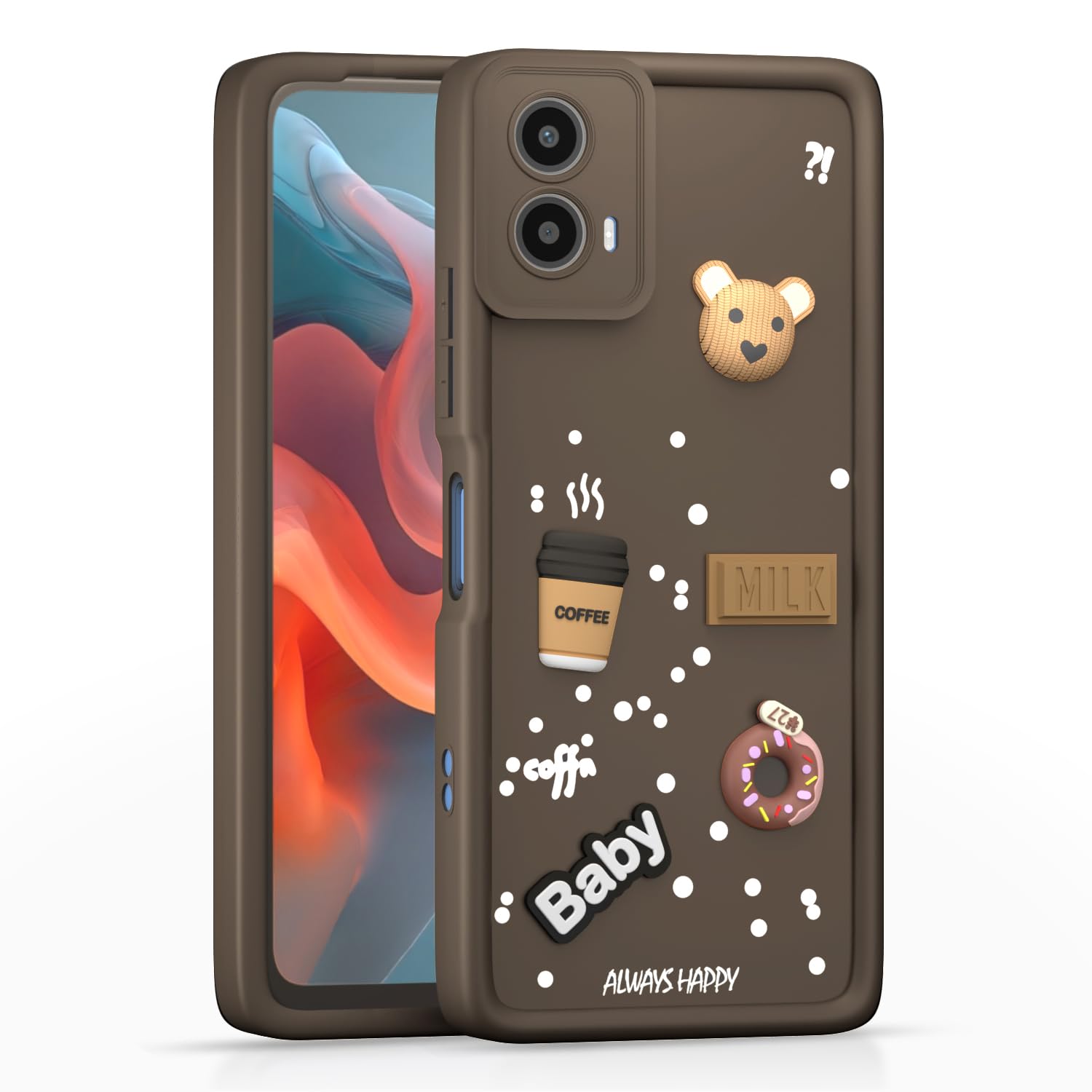 Moto G34 / G45 5G Cute Fun Cartoon 3D Bear Silicone Full Body Protection cartoon Brown