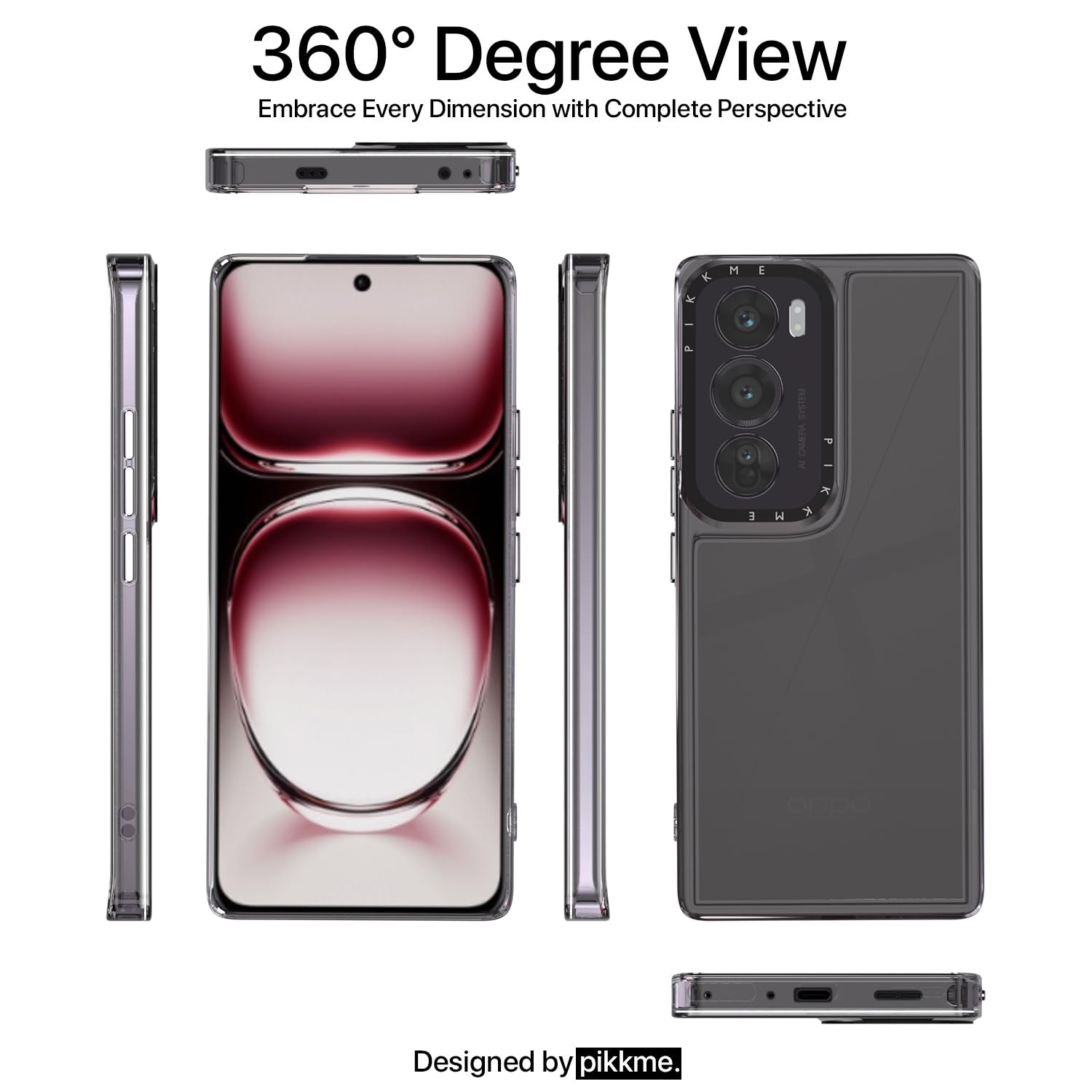 Pikkme Oppo Reno 12 5g Transring Back Cover (Transparent)