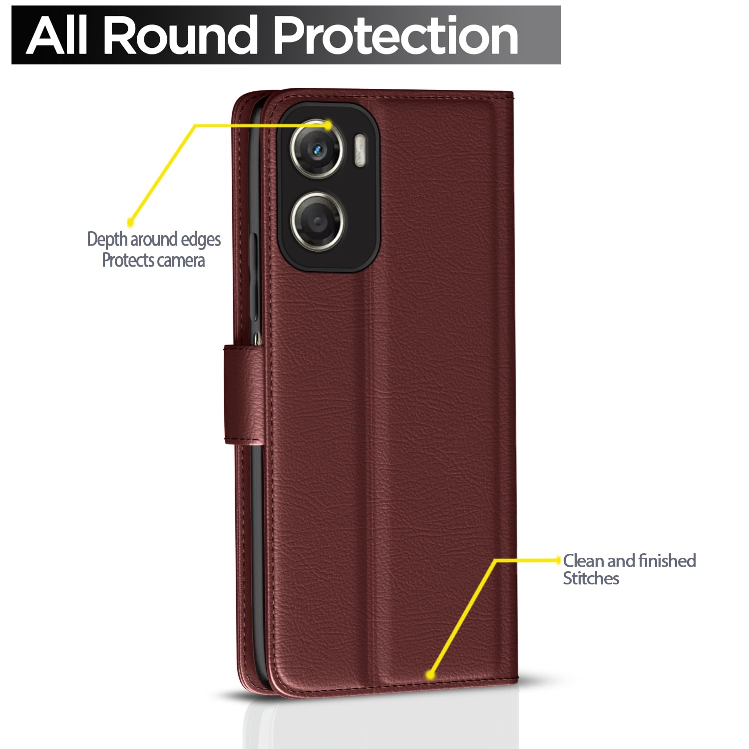 Moto G06 Power wallet flip cover in brown by Pikkme – photo 4