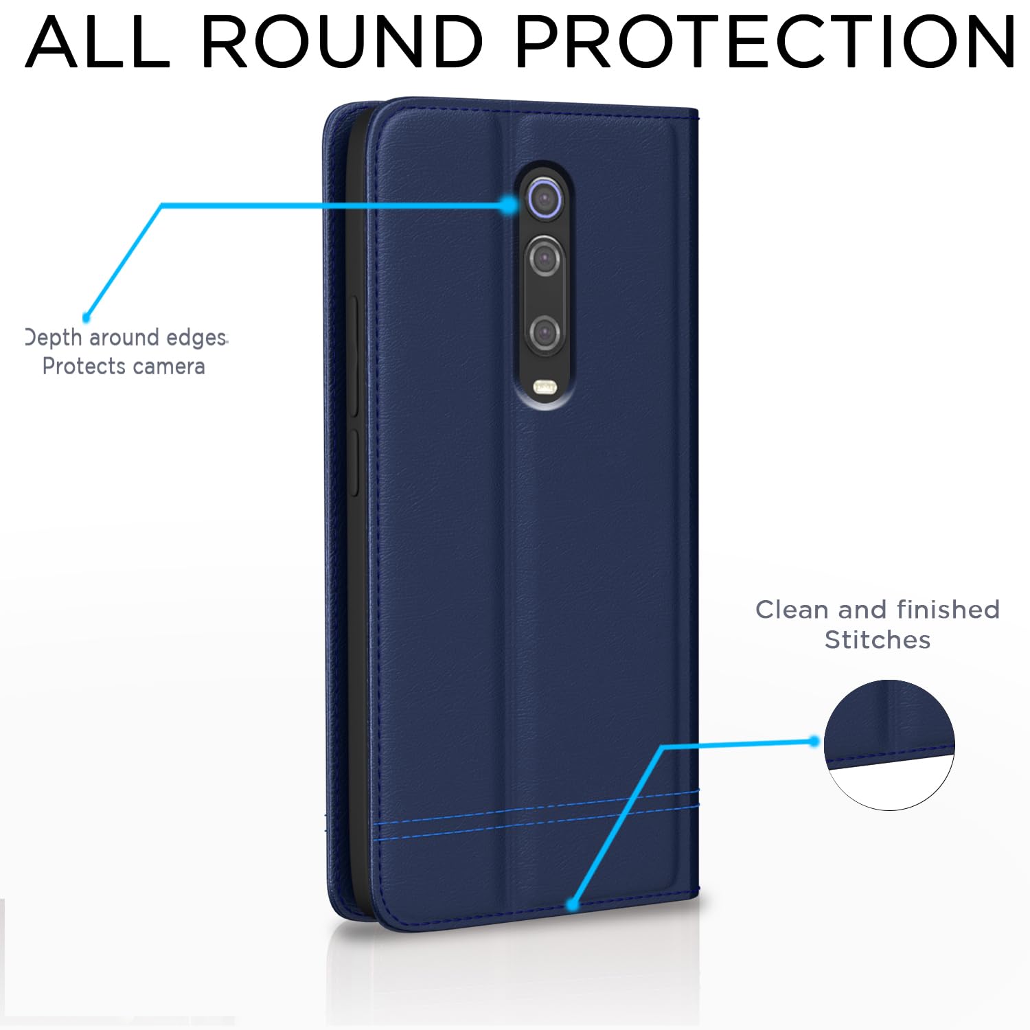 Redmi k20/K20 Pro Magnetic wallet flip cover in blue by Pikkme – photo 4