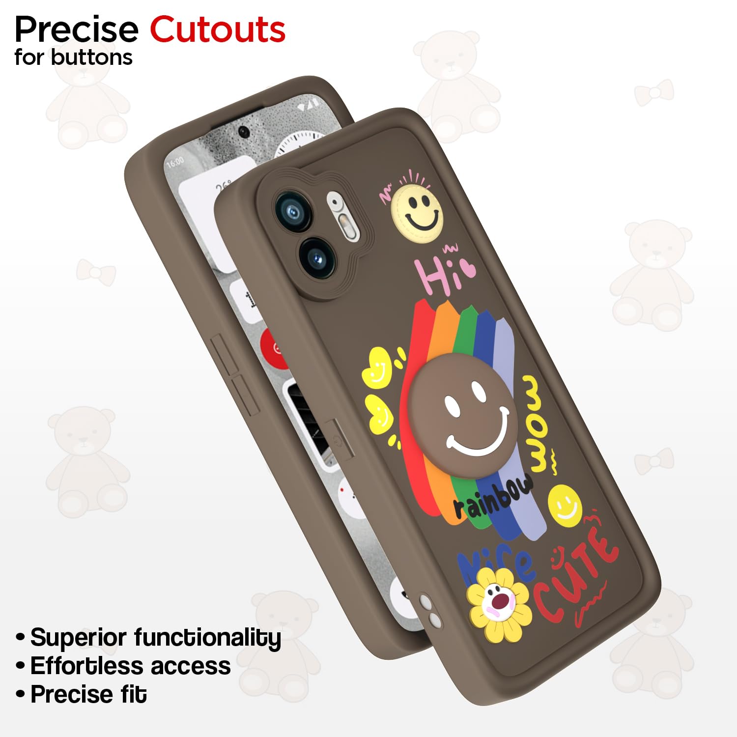 Pikkme Nothing Phone 2 Soft Silicone brown mobile back cover – photo 6