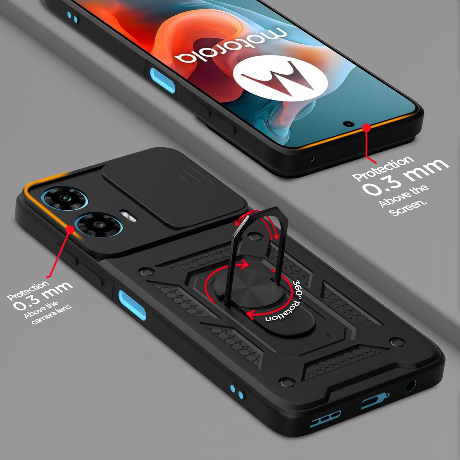 Moto G34/G45 5G/360 D10 Camera Shield mobile back cover in black by Pikkme – photo 4