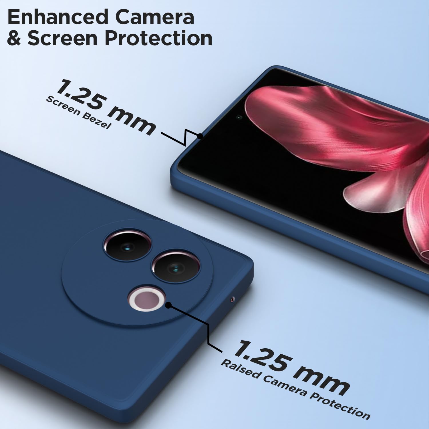 Pikkme Vivo V30e 5G Soft Matte Silicone Shockproof Case | Blue