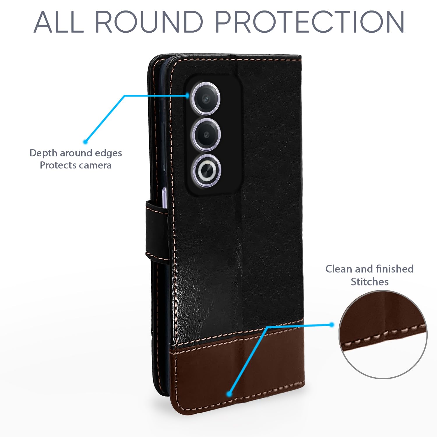 Pikkme Oppo A3 Pro 5G Magnetic black & brown flip case – photo 2