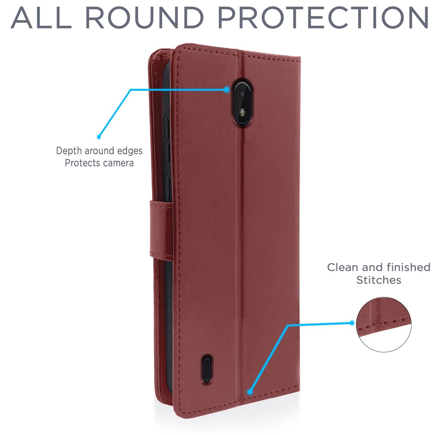 Pikkme Nokia C01 Plus brown mobile flip cover – photo 4