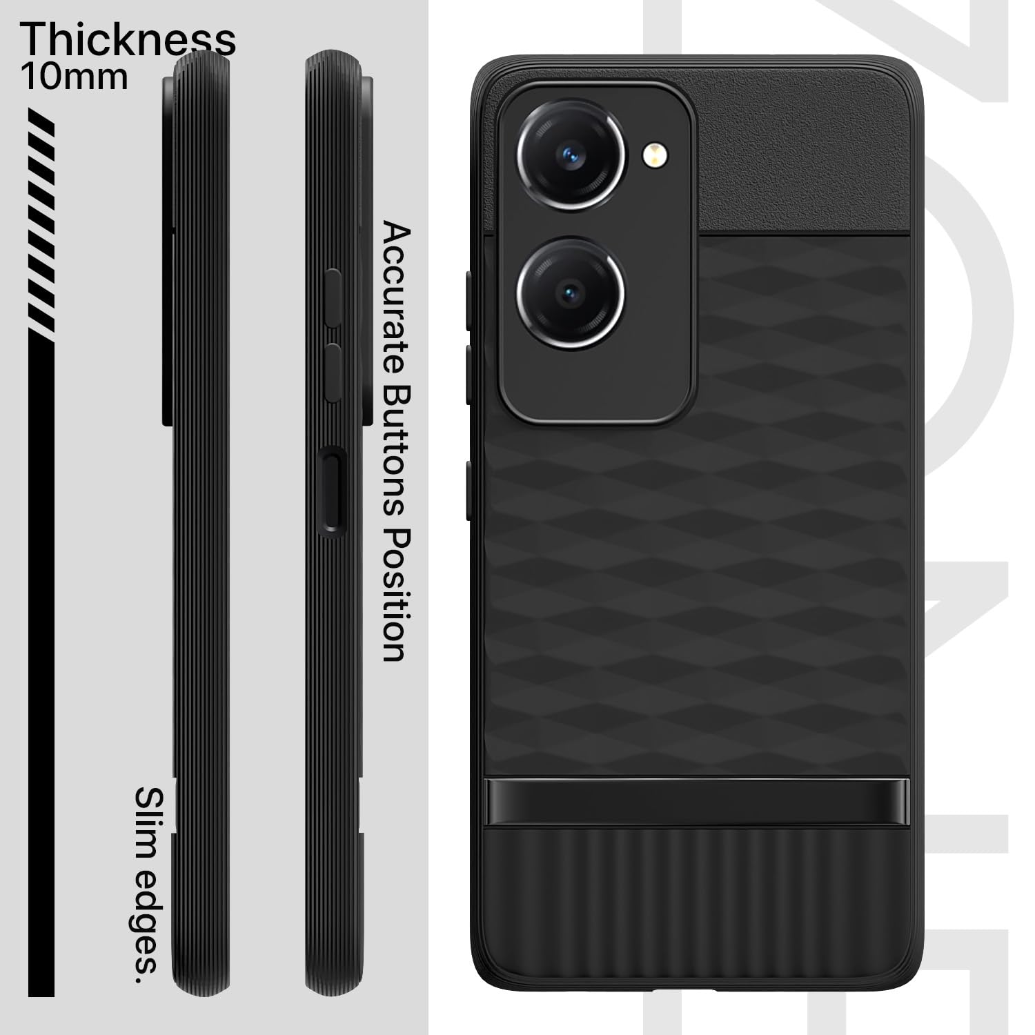 Pikkme iQOO Z9 Lite 5G / Vivo T3 Lite 5G / Vivo Y18 / Y18e / Y03 Gencase Back Cover (Black)