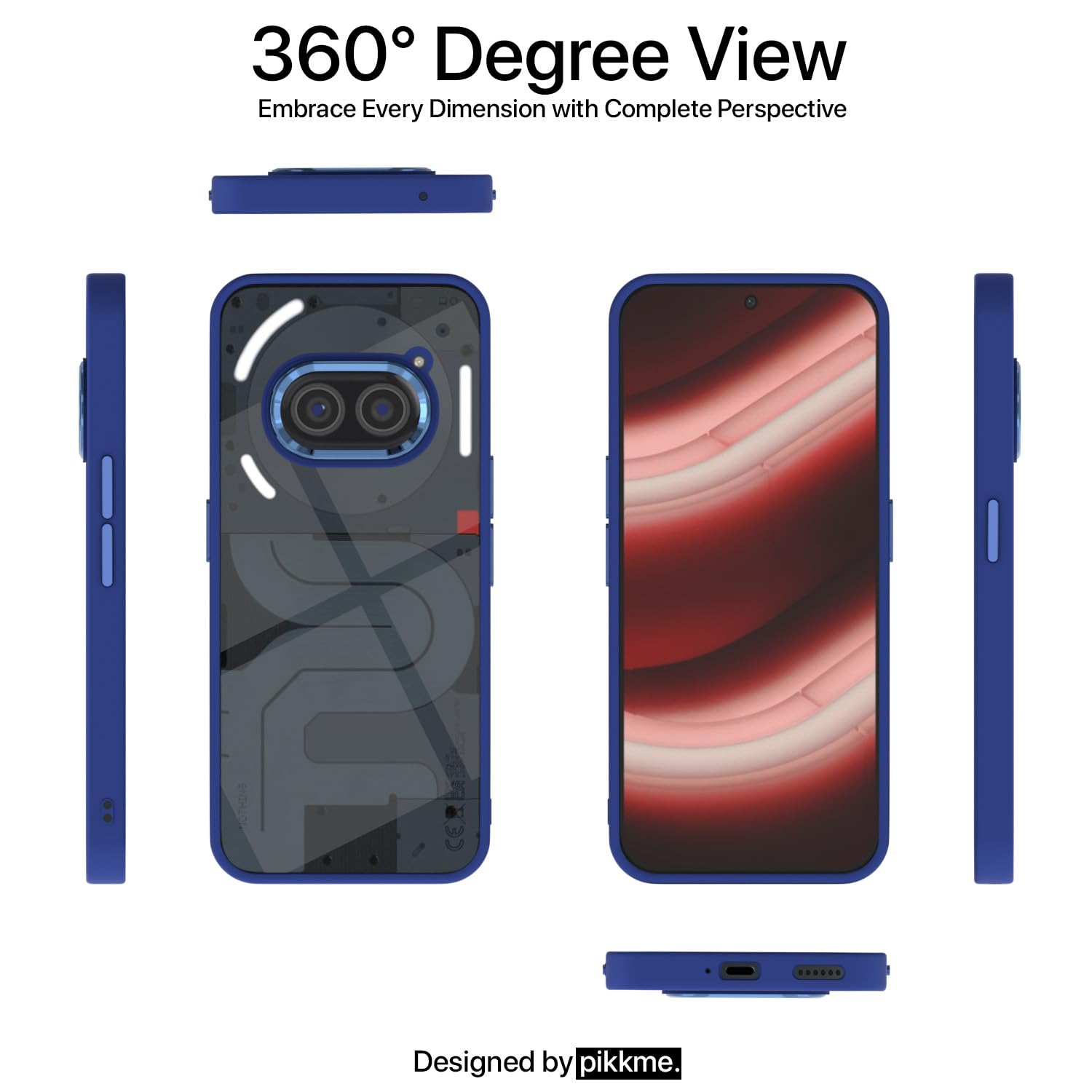 Pikkme Nothing Phone 2A / Nothing Phone 2A Plus Chrome Metal Ring Back Cover (Dark Blue)