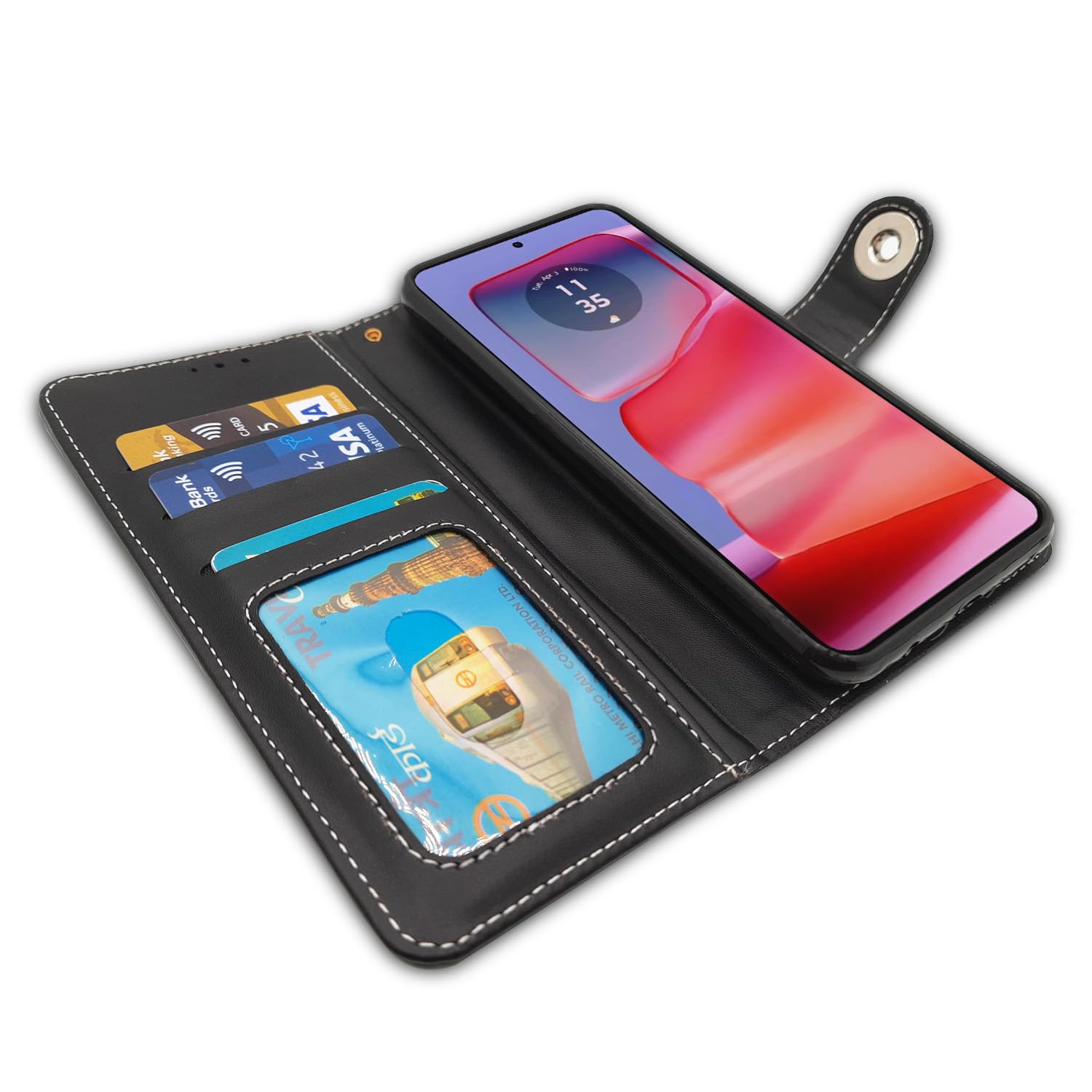 Pikkme Moto Edge 50 Pro 5G Wallet Style Inbuilt Pockets & Stand | Strong Magnetic Flip Cover (Grey)
