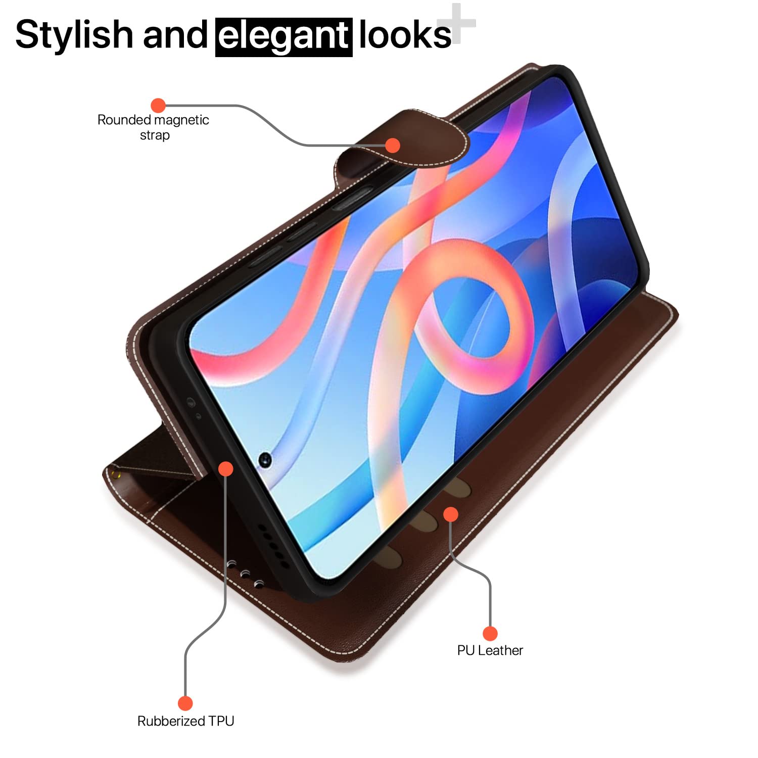 Pikkme Redmi Note 11T/Poco M4 Pro 5G brown & coffee wallet flip cover – photo 3