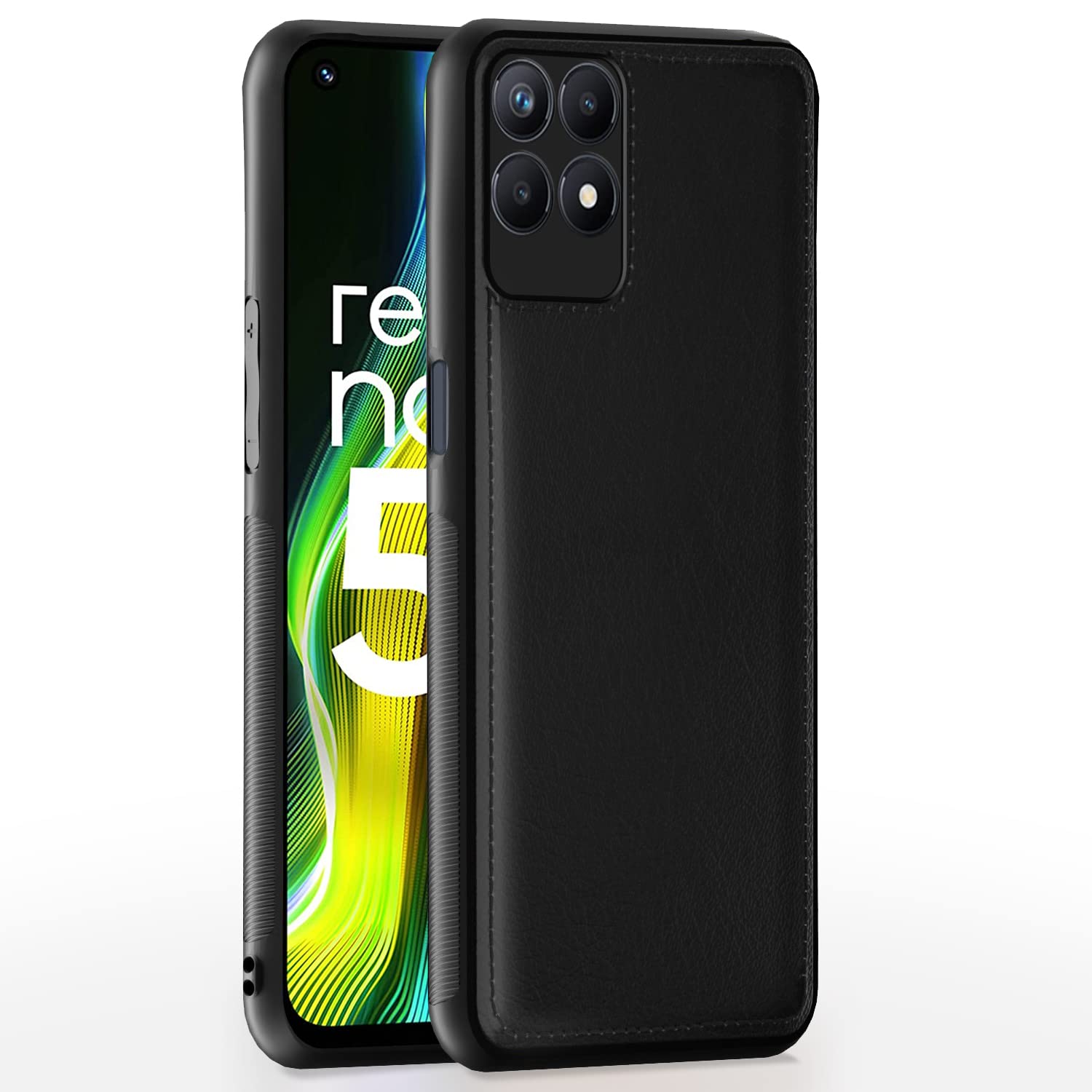 Black Leather phone cover for Realme Narzo 50/8i 4G – Pikkme
