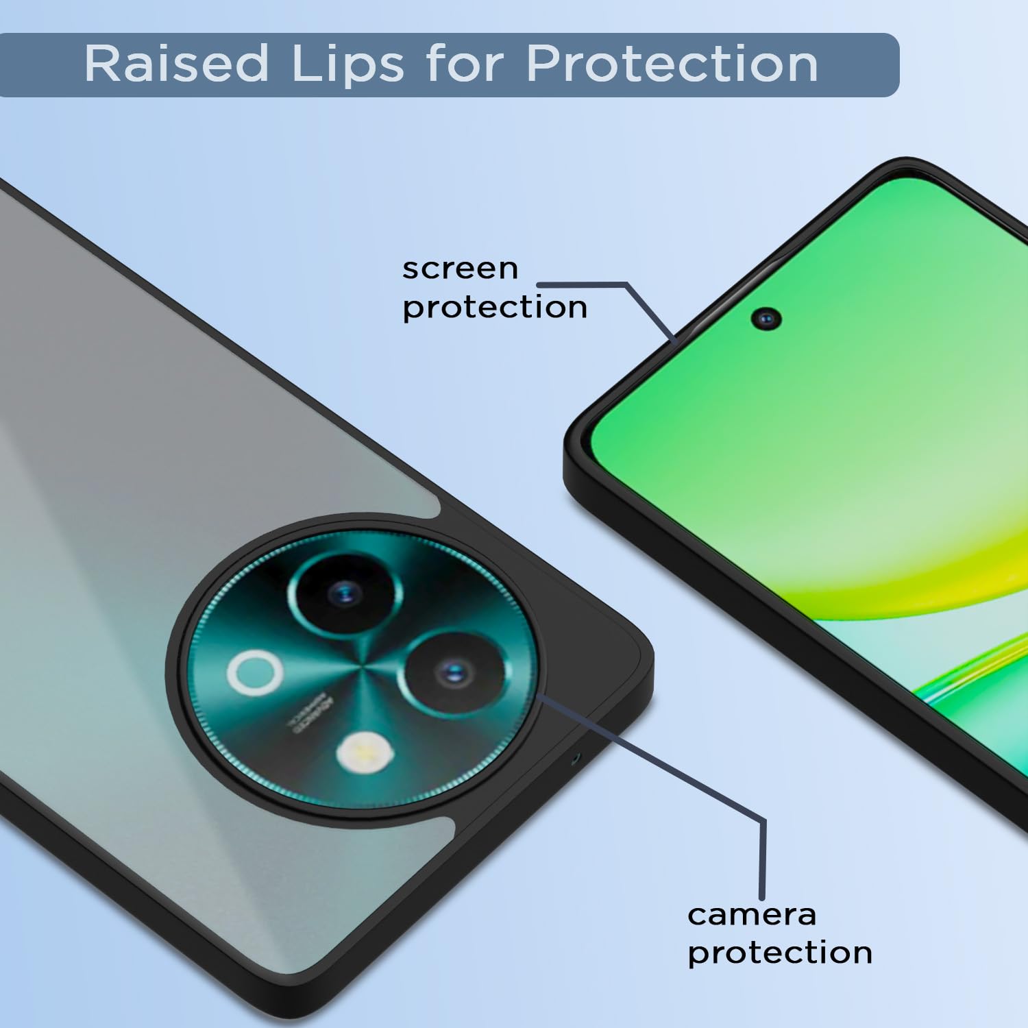 Pikkme Vivo Y38 5G Eagle 2.0 Shockproof Sleek Hybrid Armor Back Cover (Black)