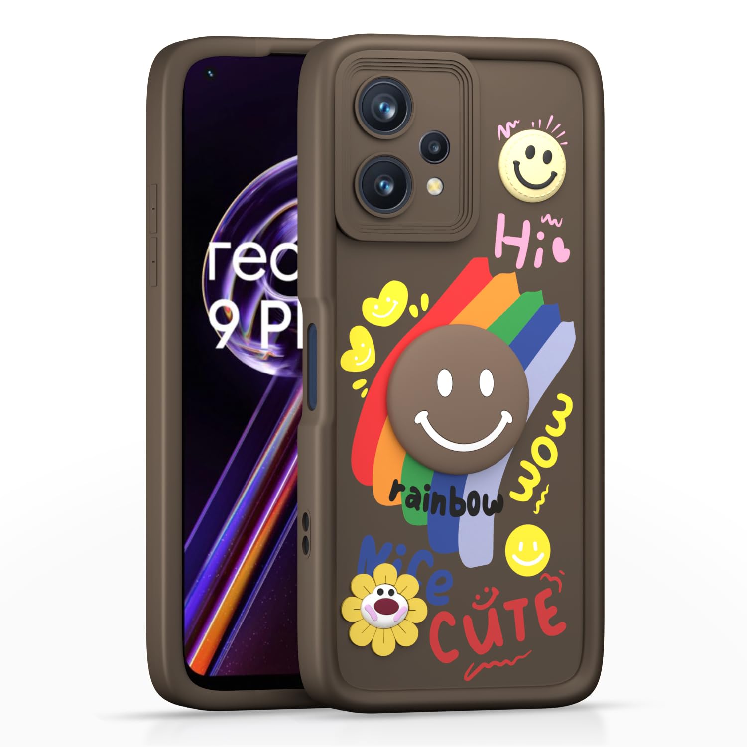 Pikkme Realme 9 Pro 5G Soft Silicone brown mobile cover