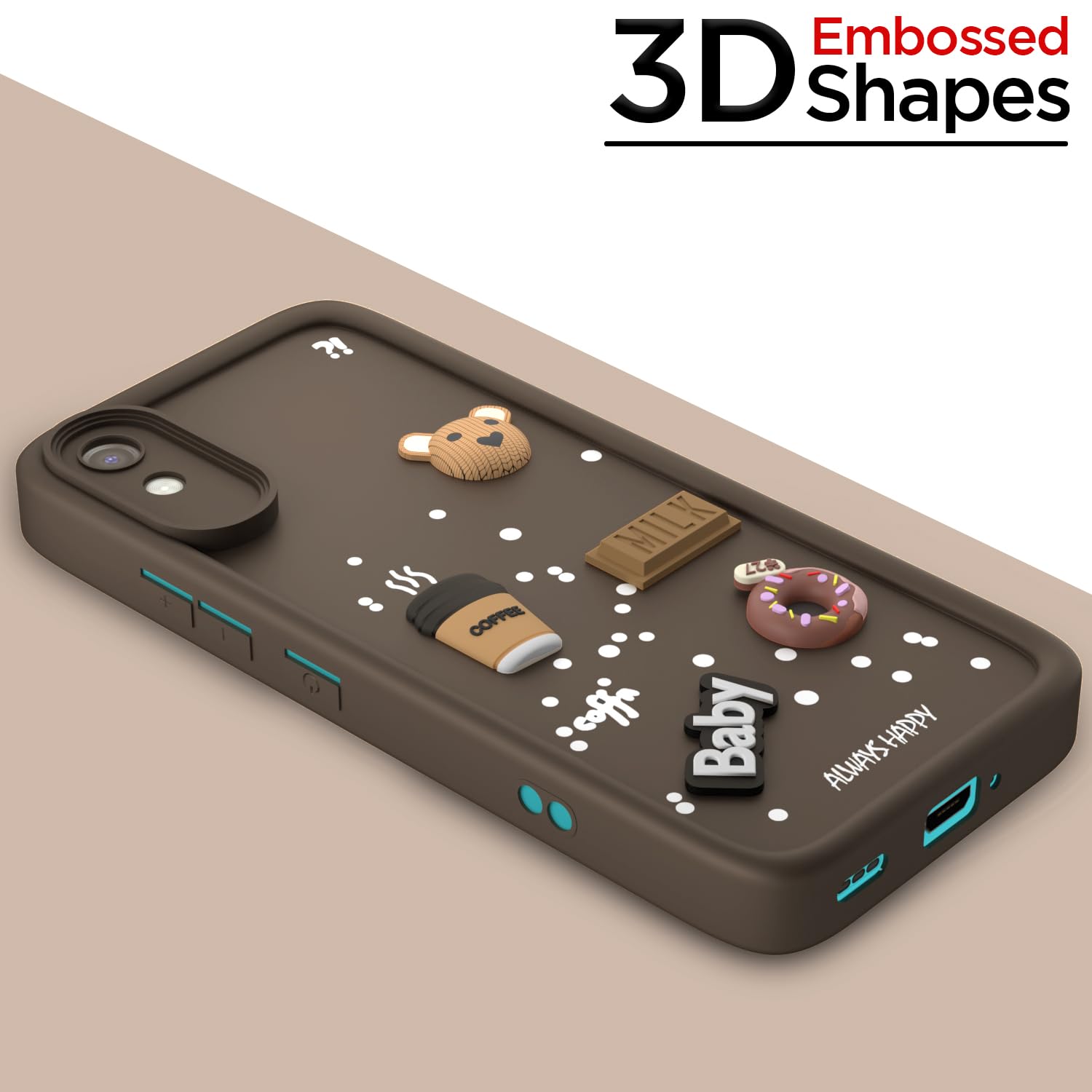 Pikkme Redmi 9A / 9i / 9A Sport Cute Fun Cartoon 3D Bear Coffee Back Cover (Brown)