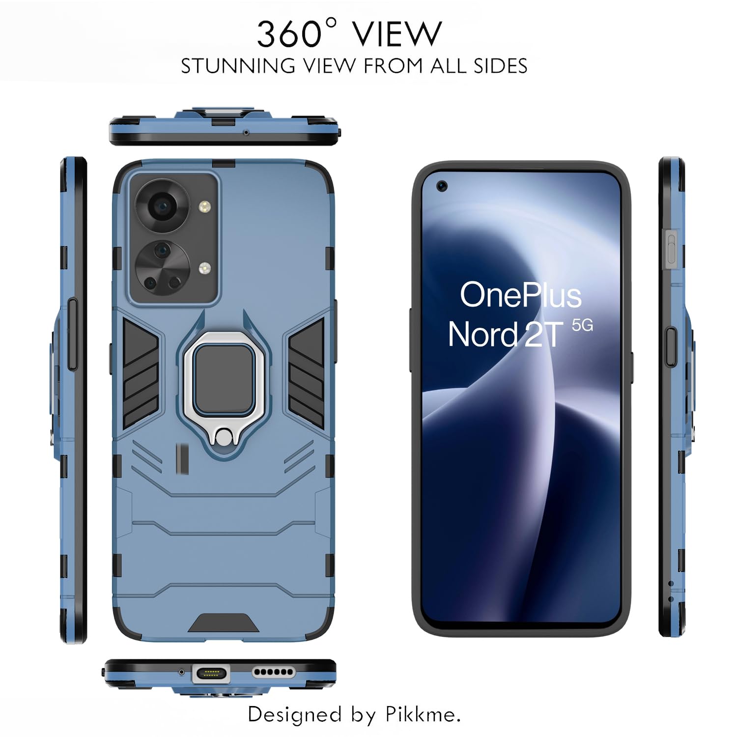 Pikkme OnePlus Nord 2T 5G D5 Tough Armor Back Cover | Blue