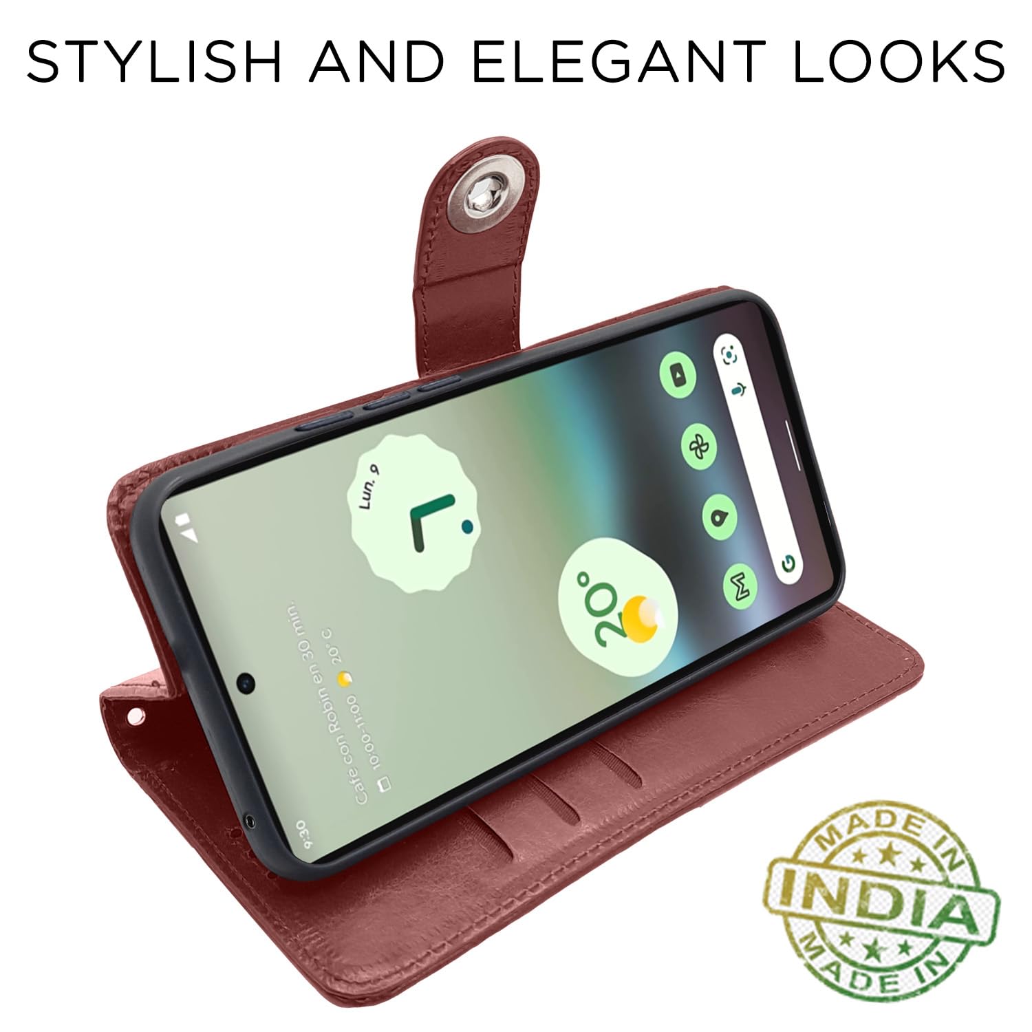Google Pixel 6a Button flip cover in brown by Pikkme – photo 5