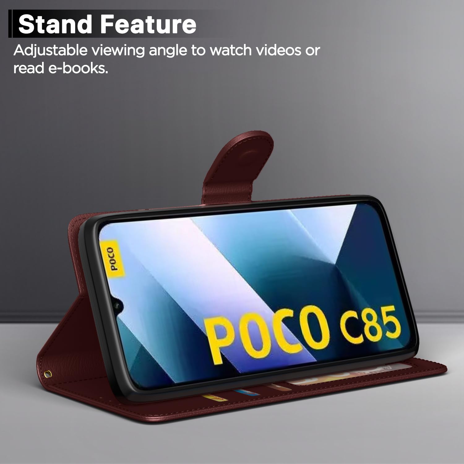 Brown Wallet mobile flip cover for Poco C85 5G – Pikkme – photo 3