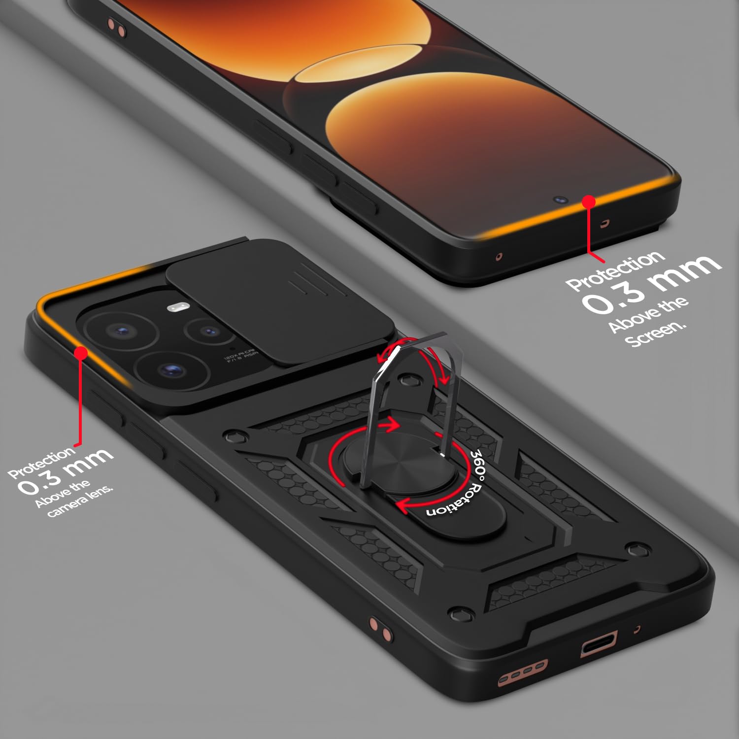Pikkme black D10 Camera Shield phone cover for Realme GT 7 Pro 5G – photo 4