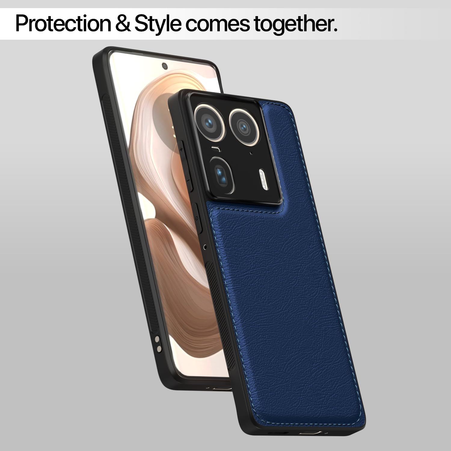 Pikkme Moto Edge 50 Ultra 5G Leatherback Back Case (Blue)
