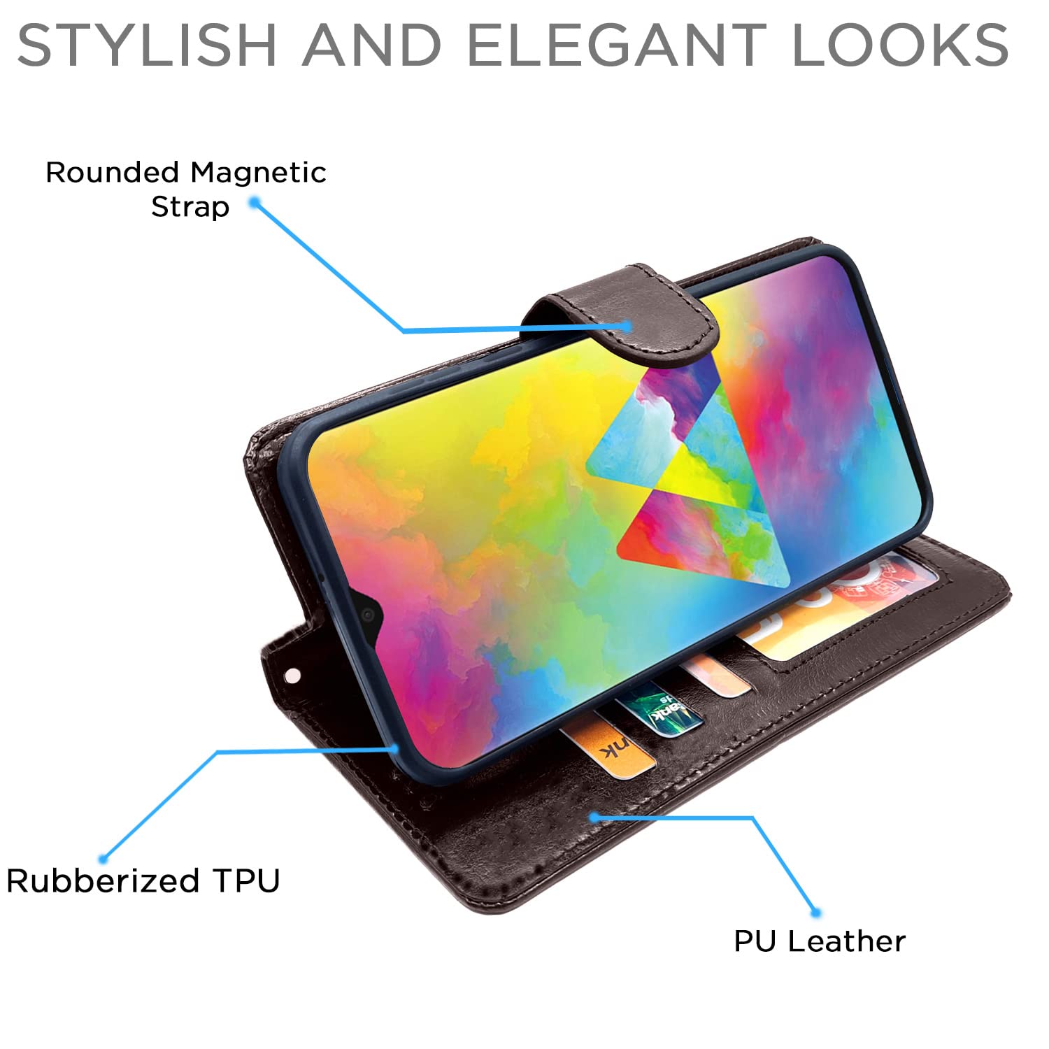 Pikkme Samsung Galaxy M20 Vintage Flip Cover (Coffee)