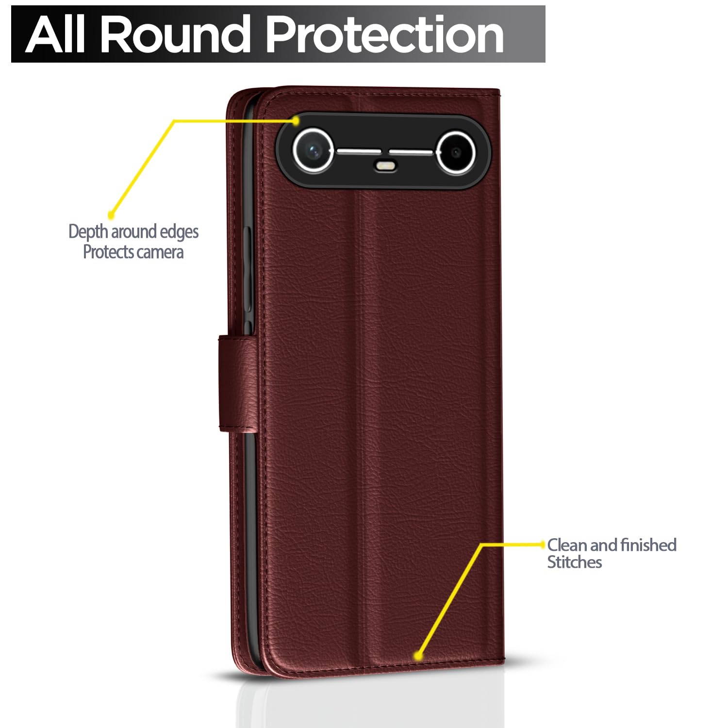 Tecno Pova Wallet mobile flip cover in brown by Pikkme – photo 4