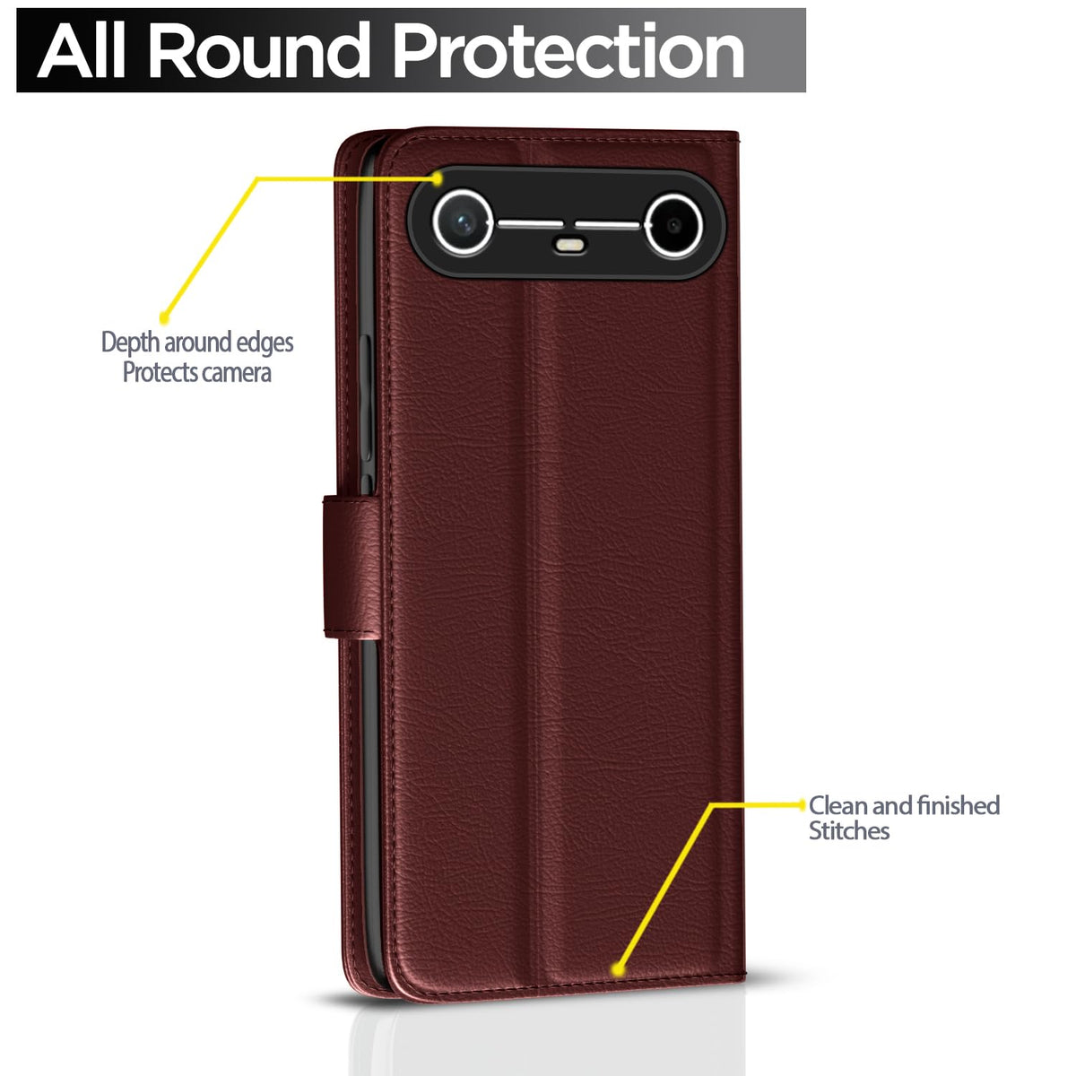 Tecno Pova Wallet mobile flip cover in brown by Pikkme – photo 4