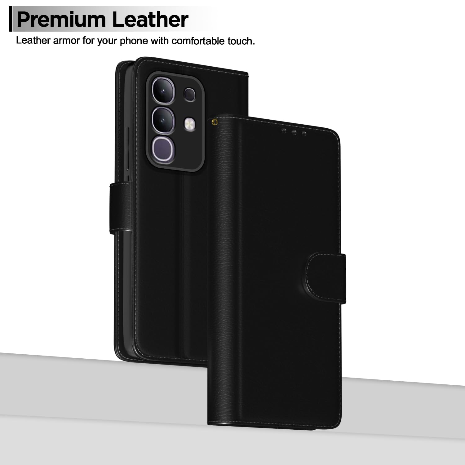 Pikkme Vivo T4x 5G / iQoo Z10x 5G Vintage Flip Cover (Black)