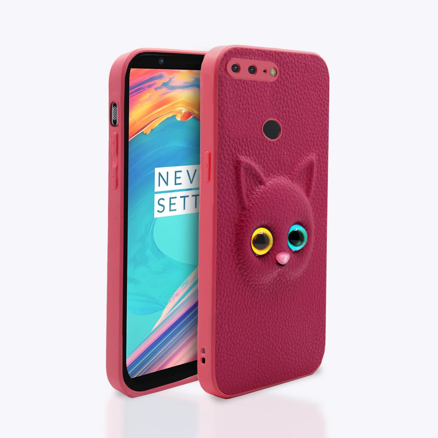 Pikkme pink Cat mobile cover for OnePlus 5T