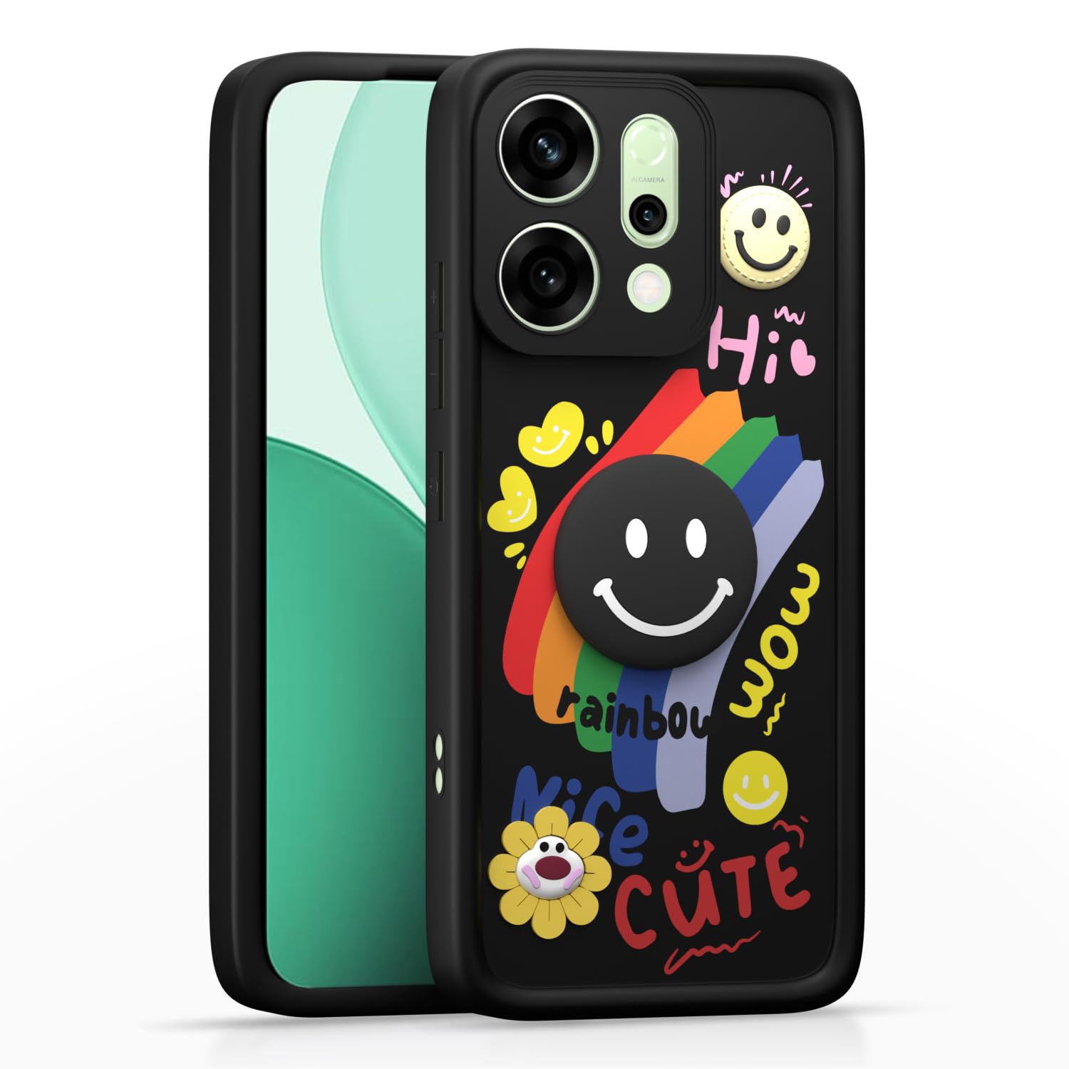 Pikkme black Soft Silicone mobile cover for Oppo Reno 14 5G