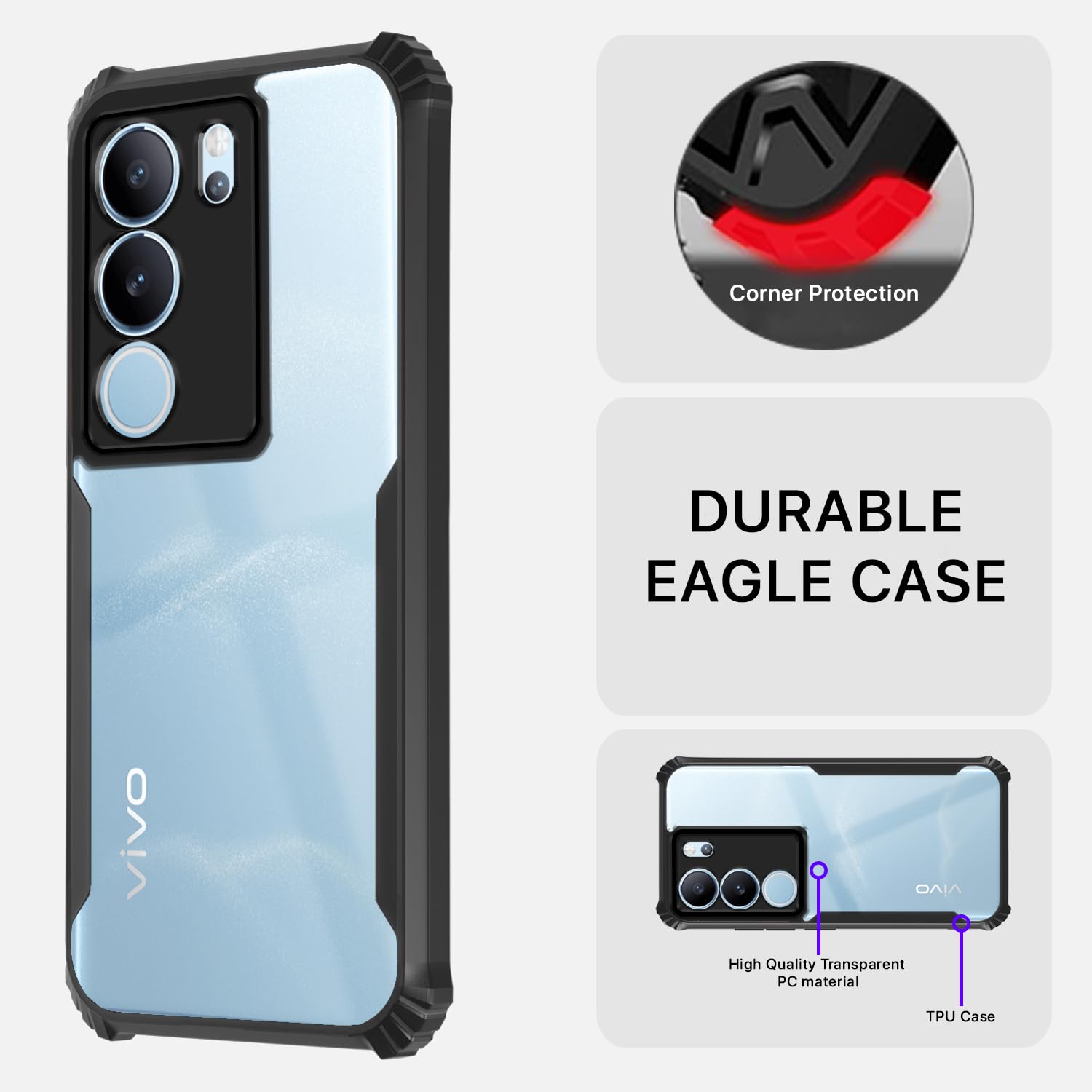 Pikkme Vivo V29 / V29 Pro 5G Eagle Back Cover (Black)