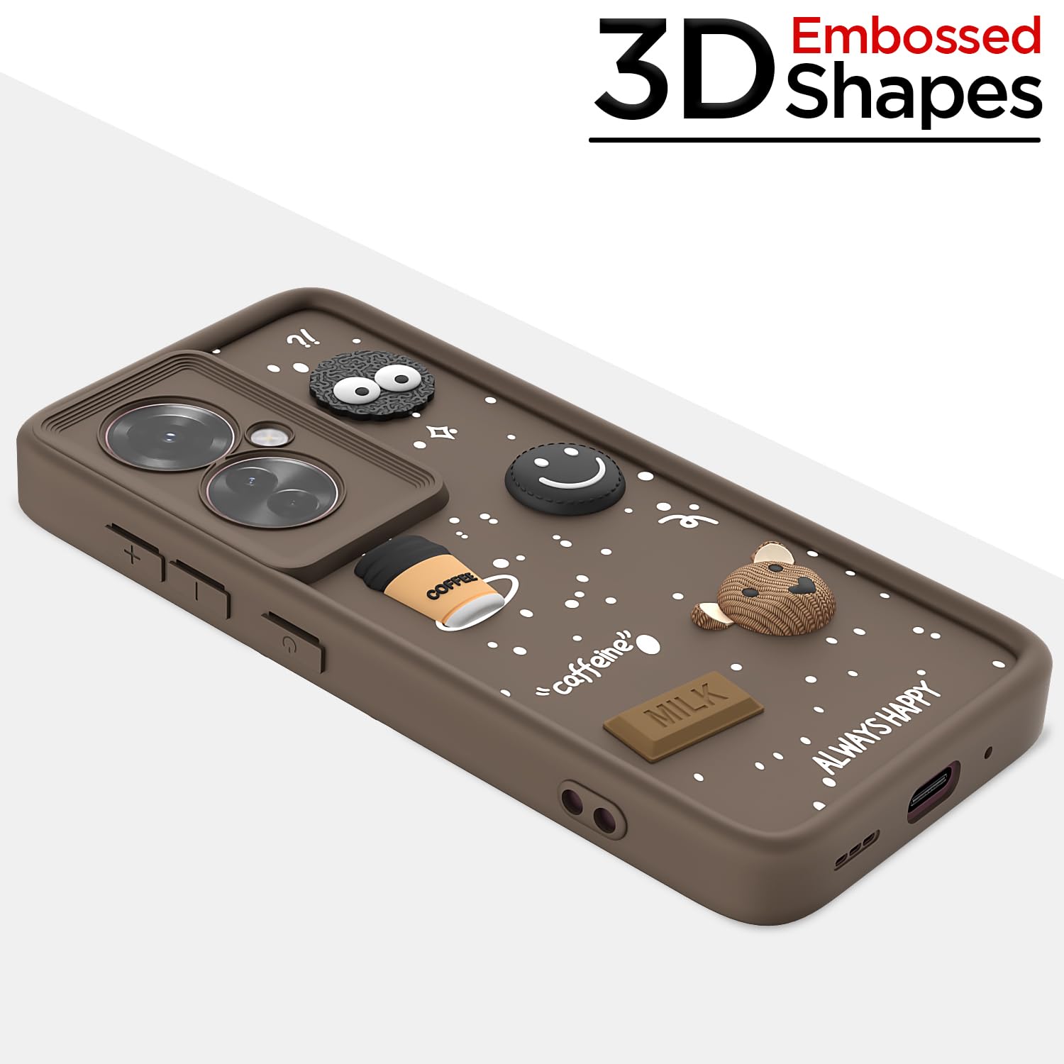 Oppo F25 Pro 5G/3D Silicone mobile back cover in brown by Pikkme – photo 3