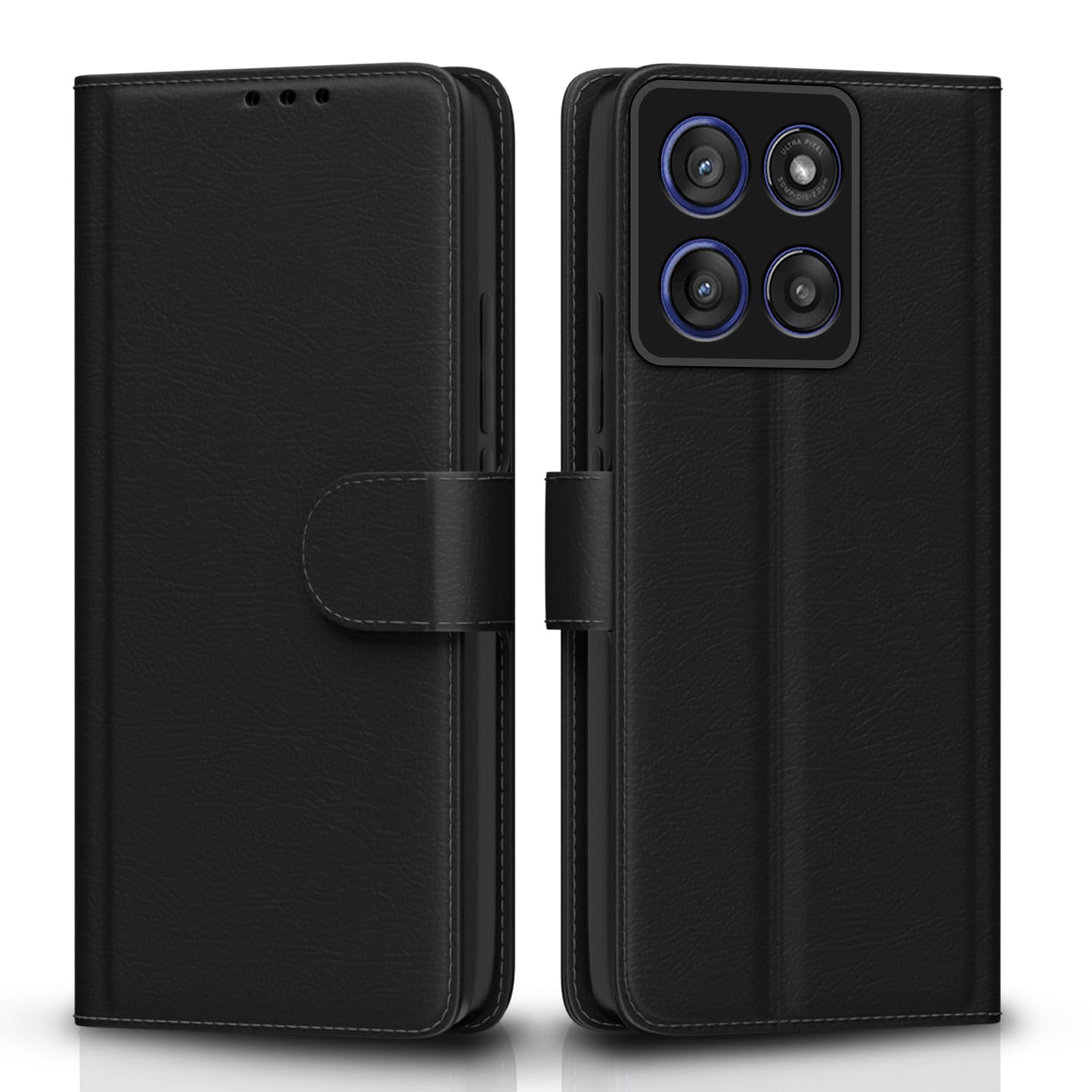 Pikkme Motorola Moto Edge 60 Stylus 5G Vintage Flip Cover (Black)